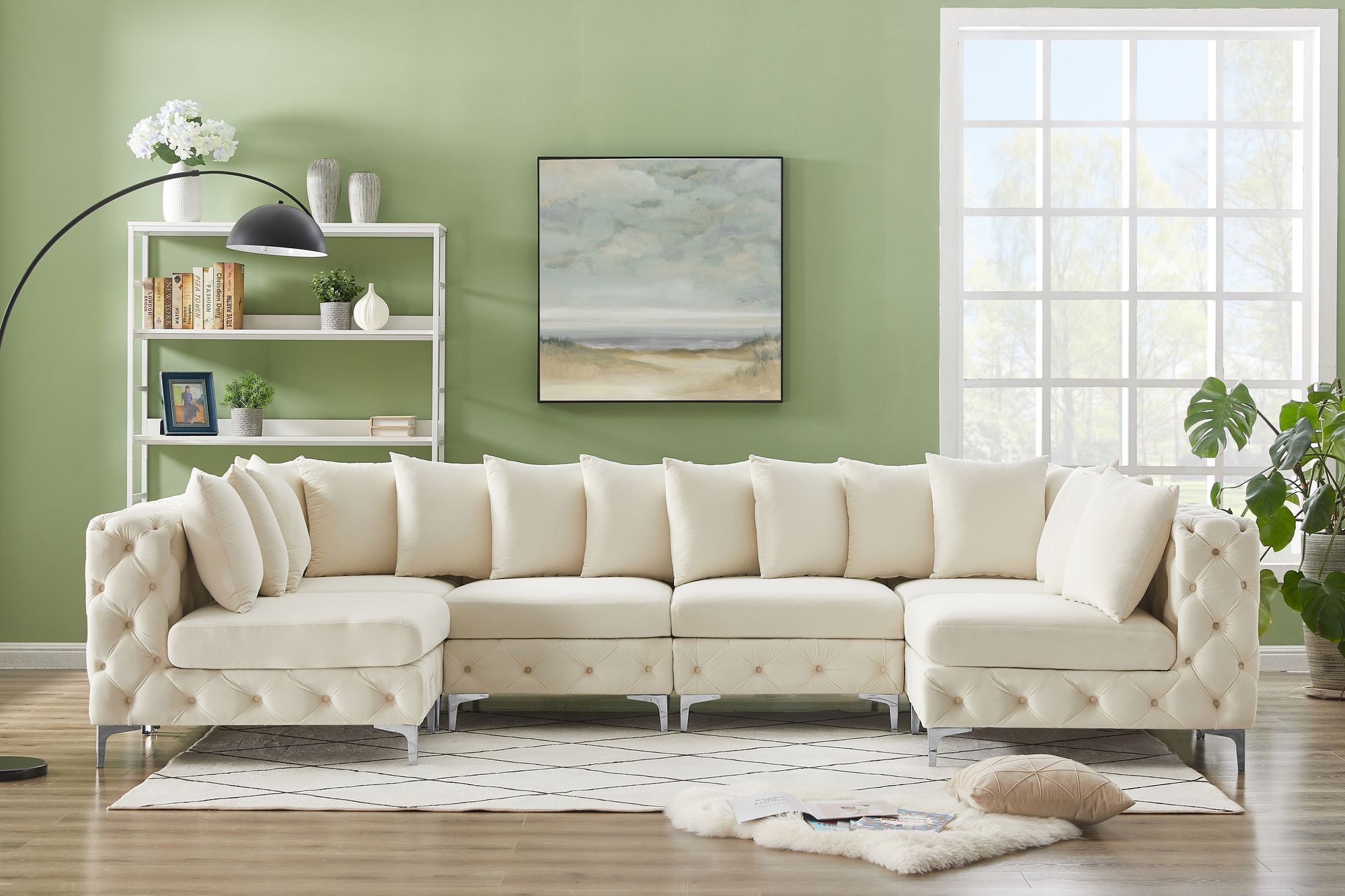 Tremblay 138" 6-Piece Velvet Modular U-Shape Sectional