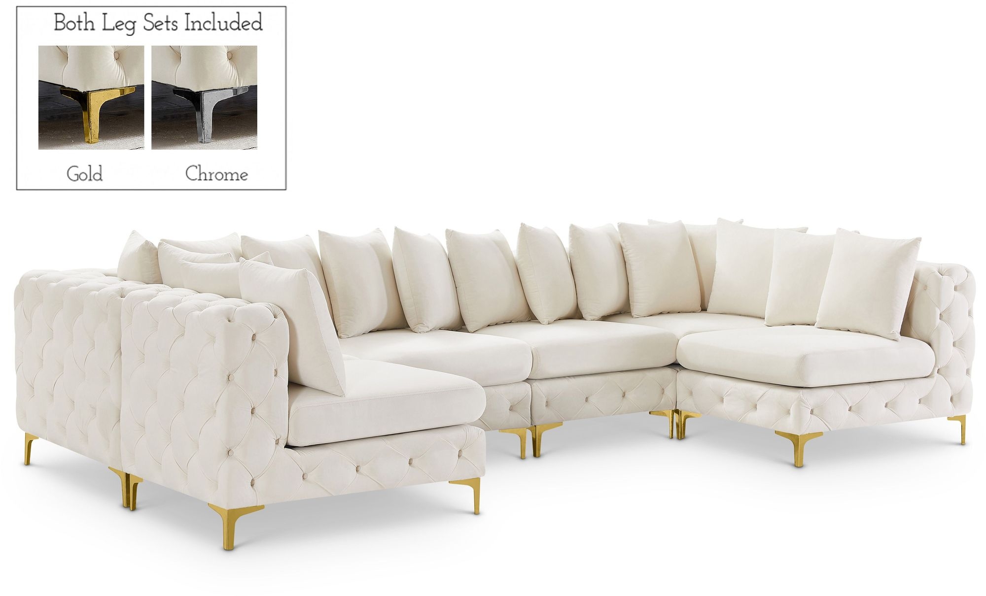 Tremblay 138" 6-Piece Velvet Modular U-Shape Sectional
