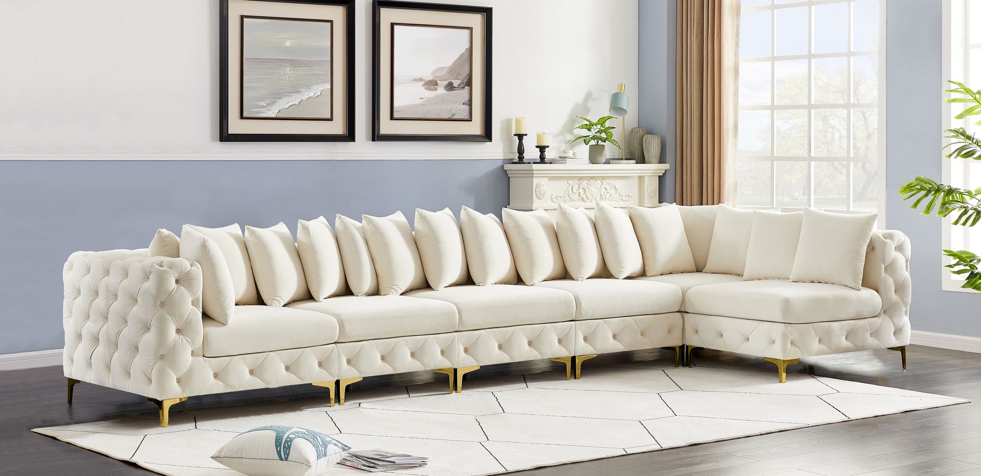 Tremblay 168" 6-Piece Velvet Modular Sectional