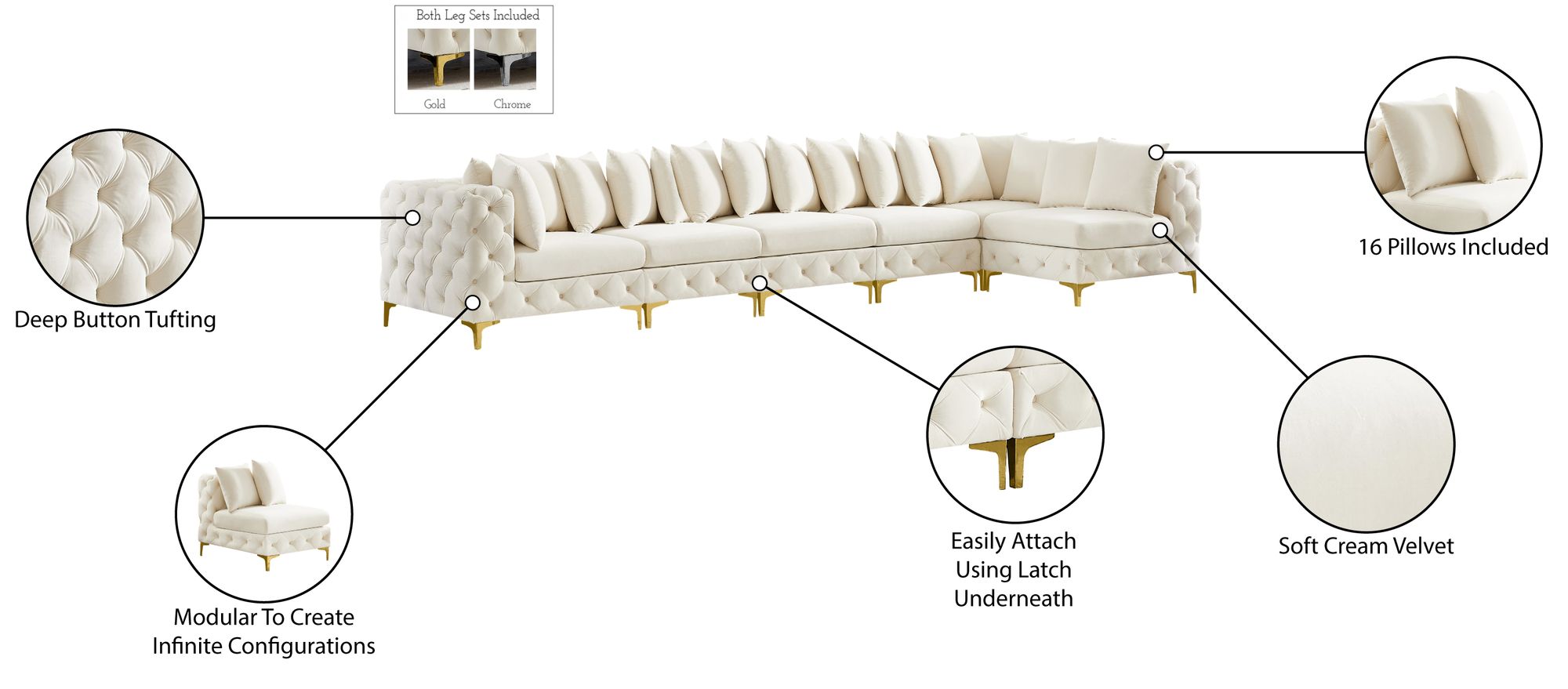Tremblay 168" 6-Piece Velvet Modular Sectional