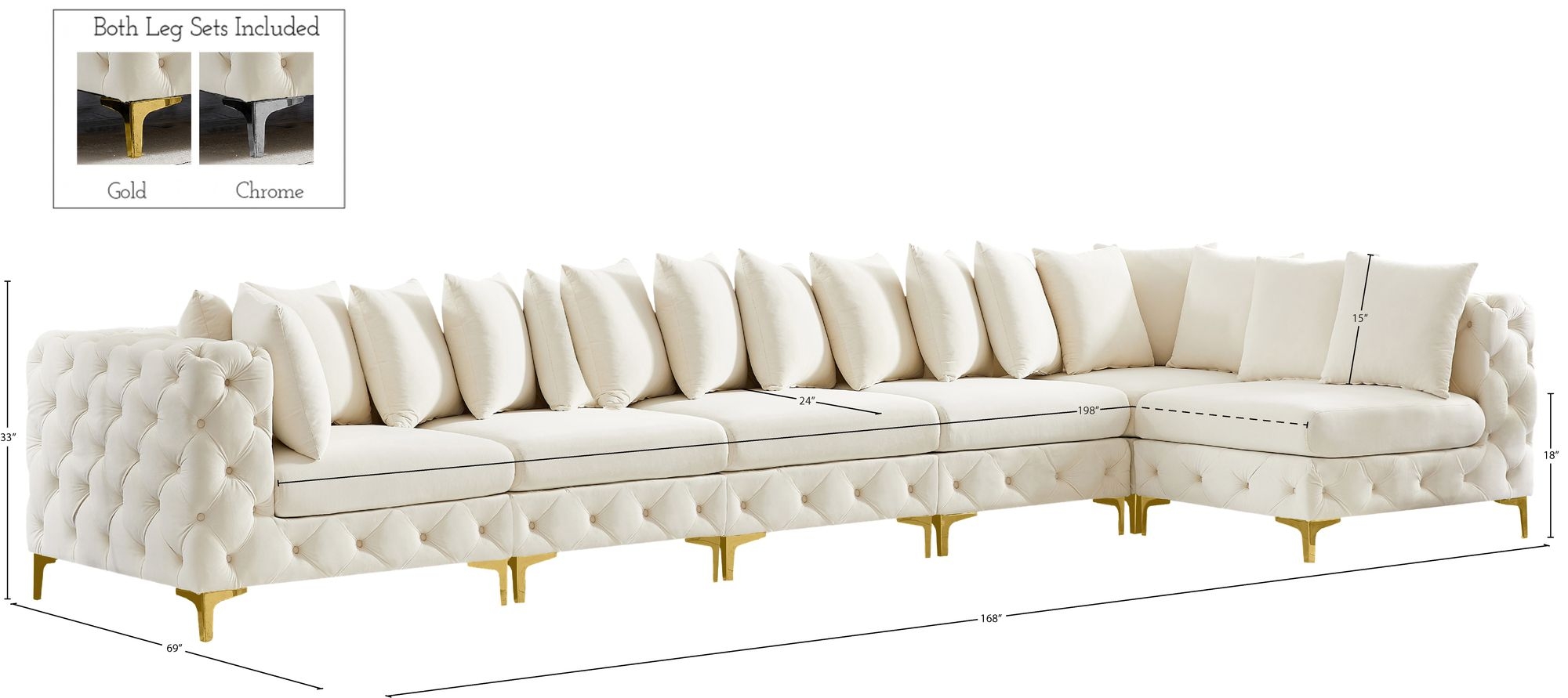 Tremblay 168" 6-Piece Velvet Modular Sectional