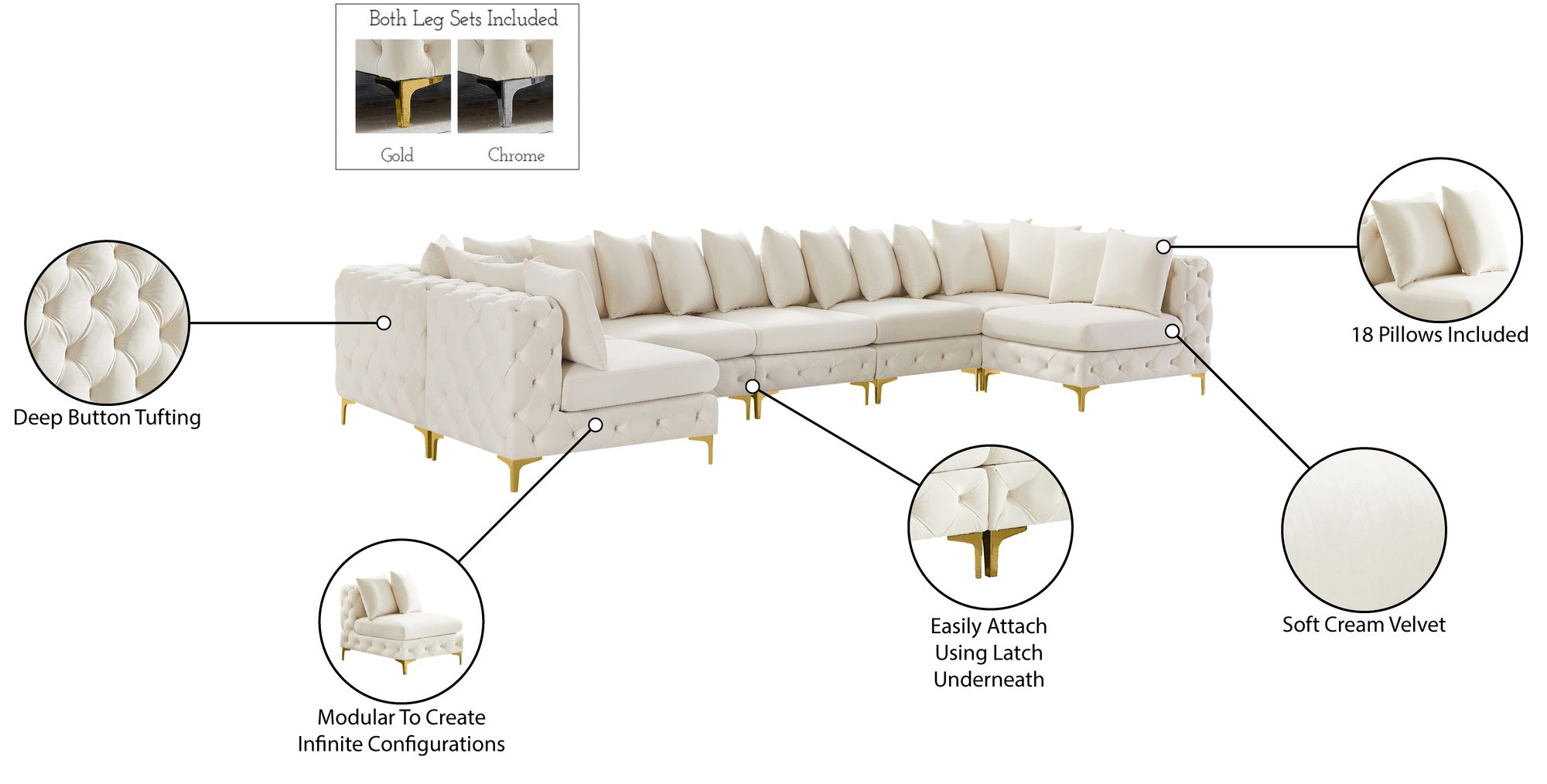 Tremblay 168" 7-Piece Velvet Modular Sectional