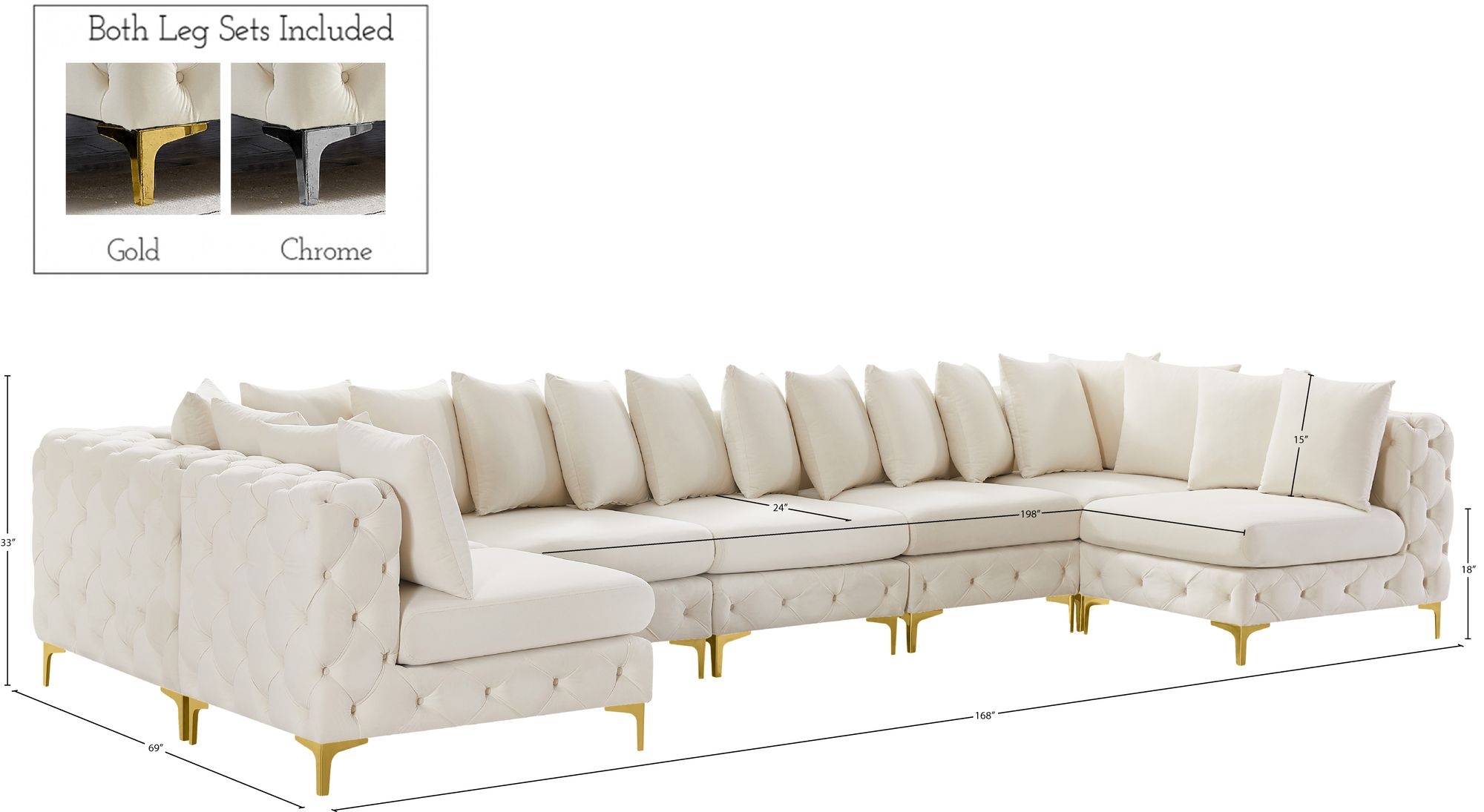 Tremblay 168" 7-Piece Velvet Modular Sectional