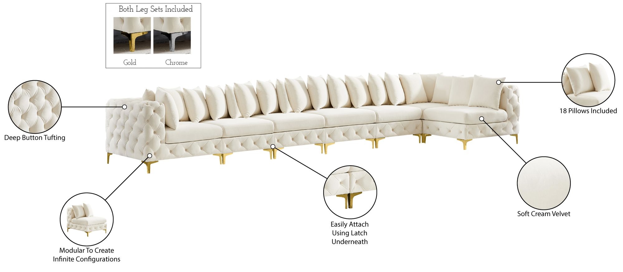 Tremblay 198" 7-Piece Velvet Modular Sectional