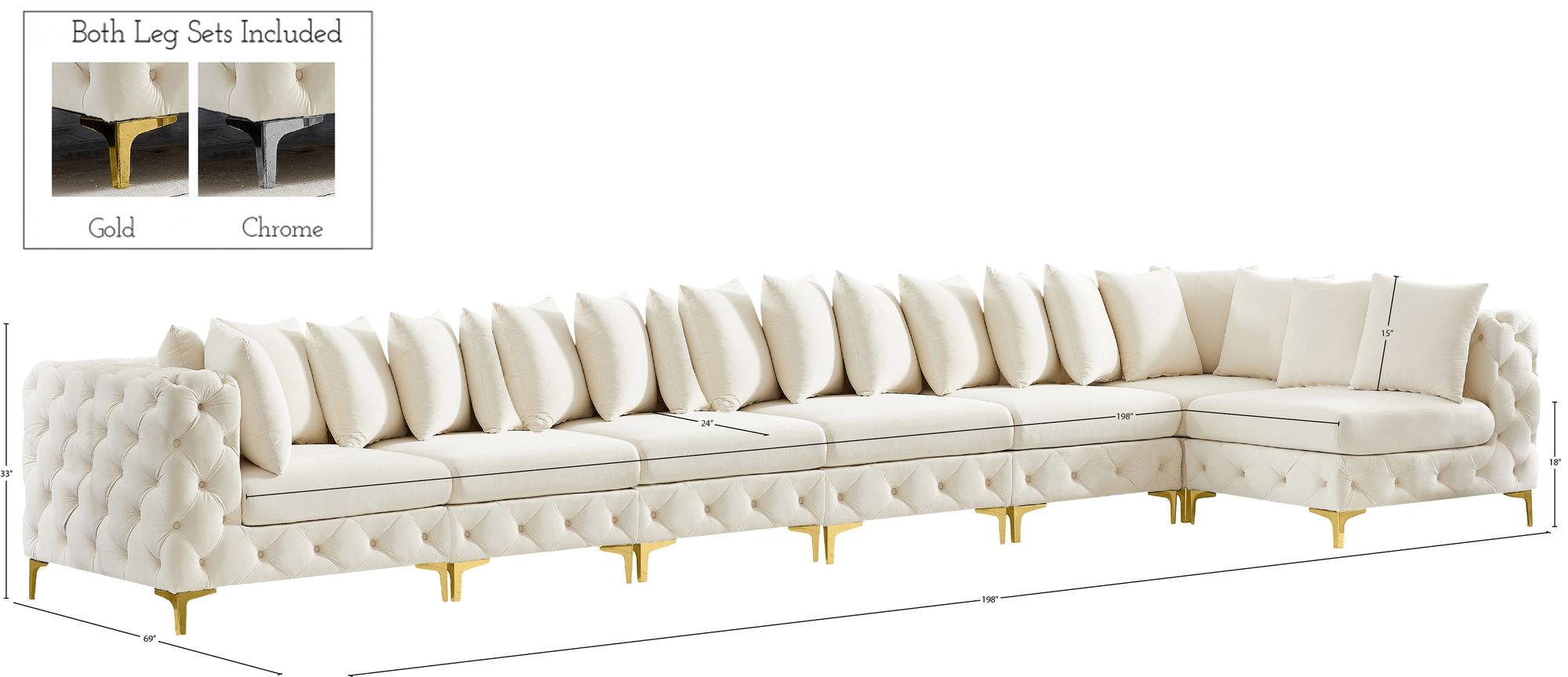 Tremblay 198" 7-Piece Velvet Modular Sectional