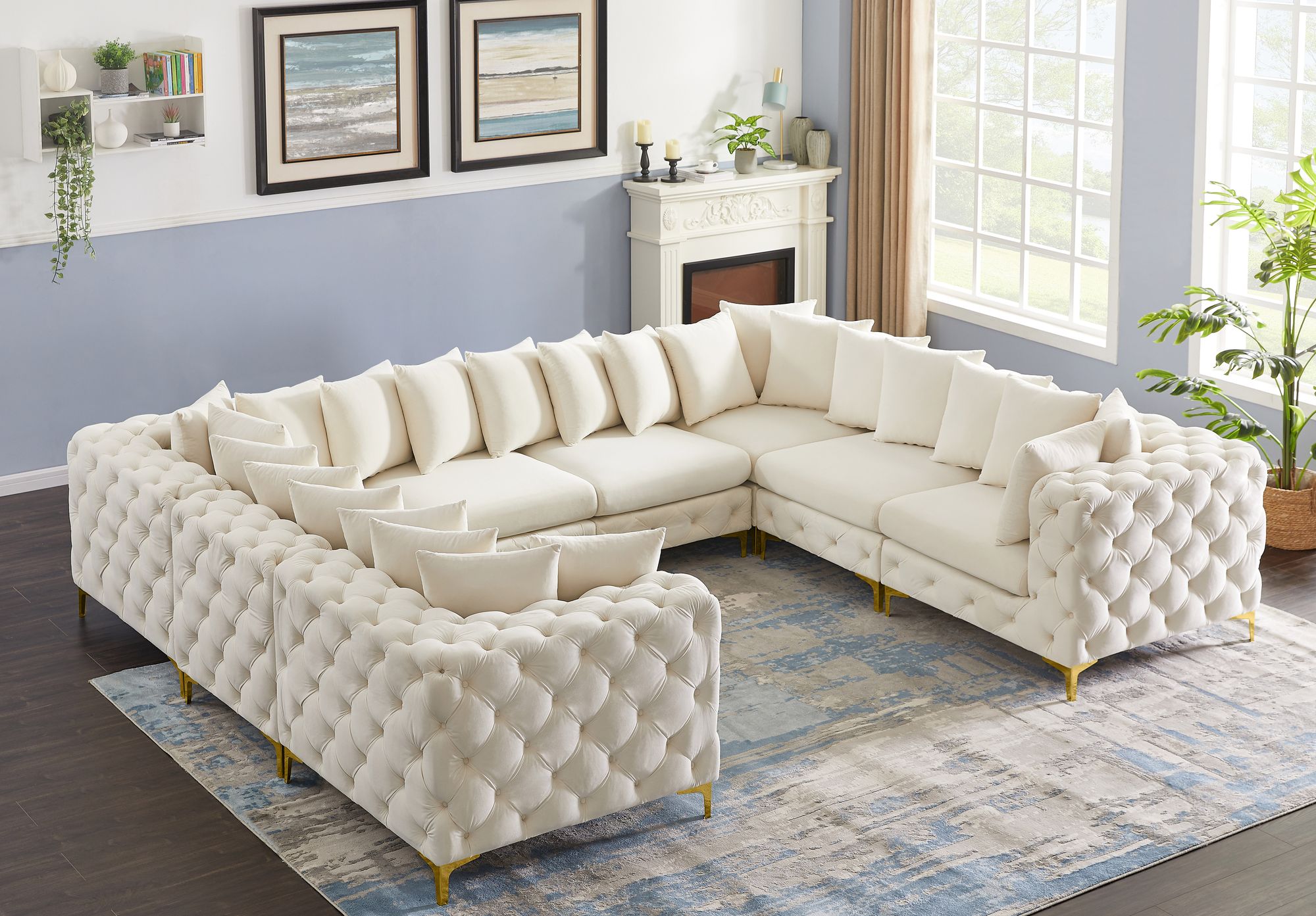 Tremblay 138" 8-Piece Velvet Modular Sectional