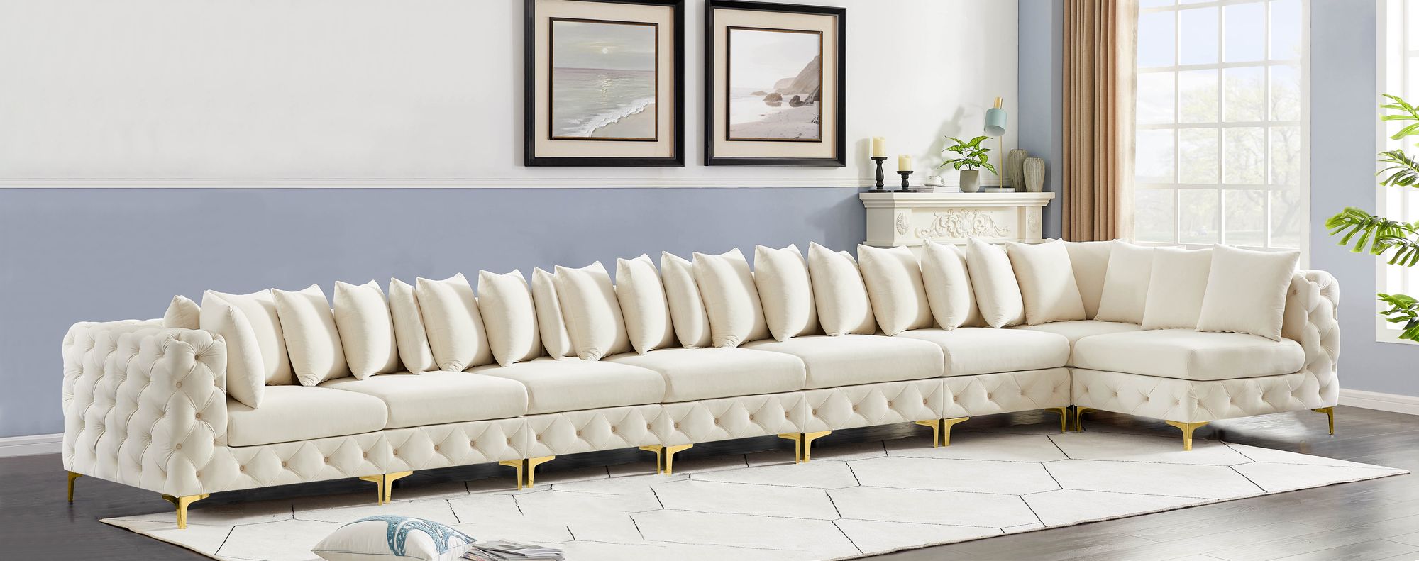 Tremblay 228" 8-Piece Velvet Modular Sectional