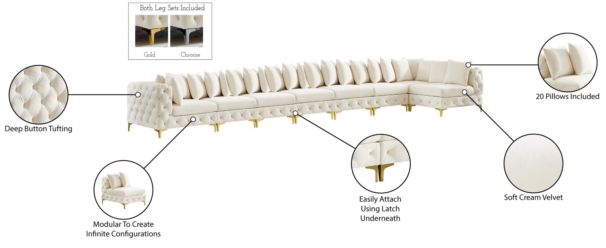 Tremblay 228" 8-Piece Velvet Modular Sectional