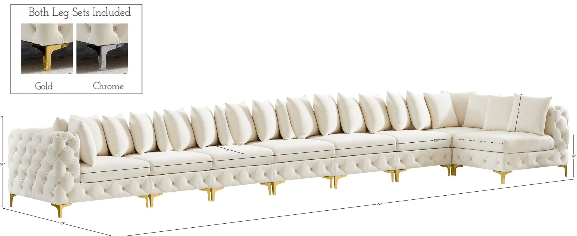 Tremblay 228" 8-Piece Velvet Modular Sectional