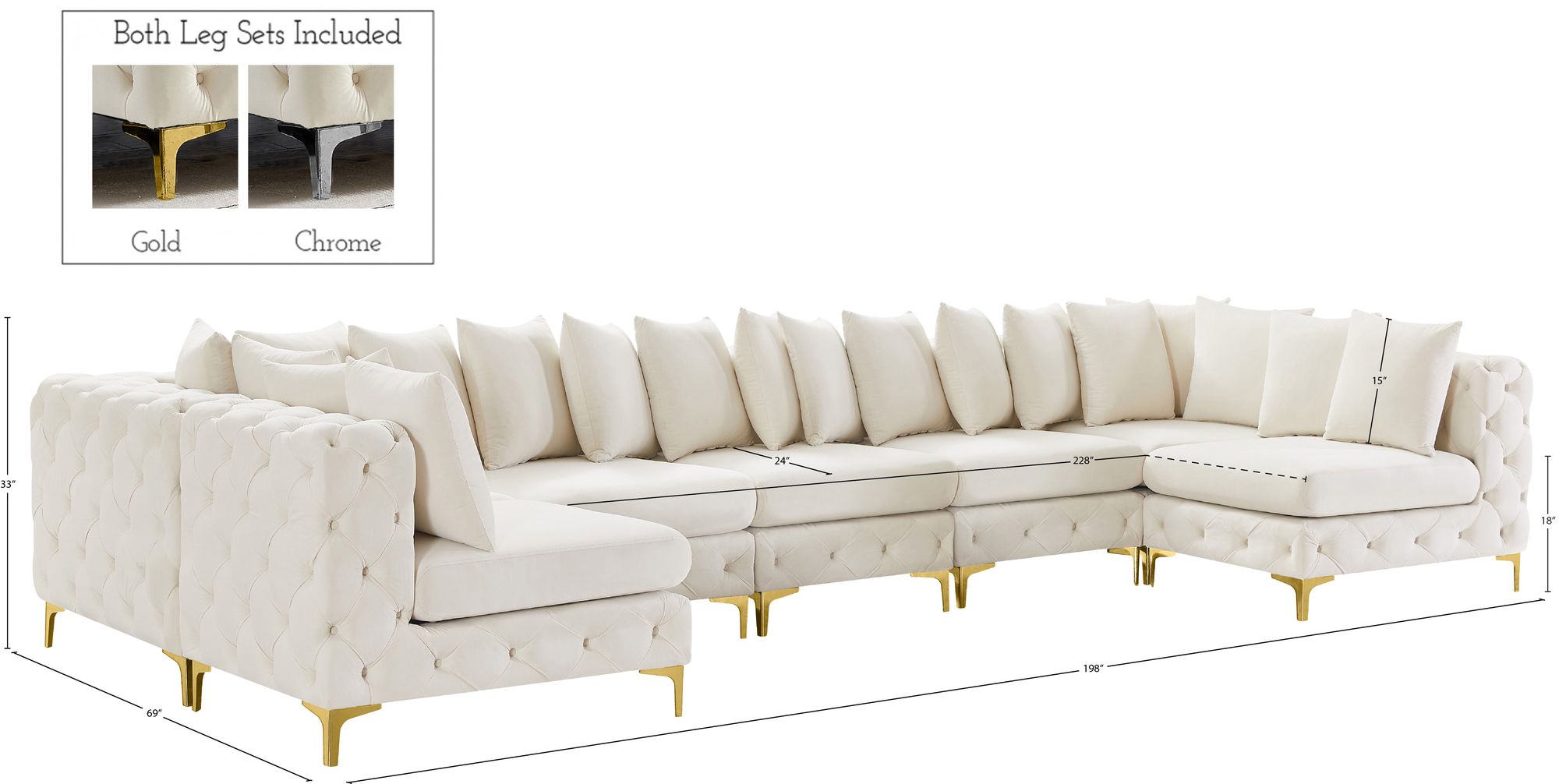 Tremblay 198" 8-Piece Velvet Modular Sectional