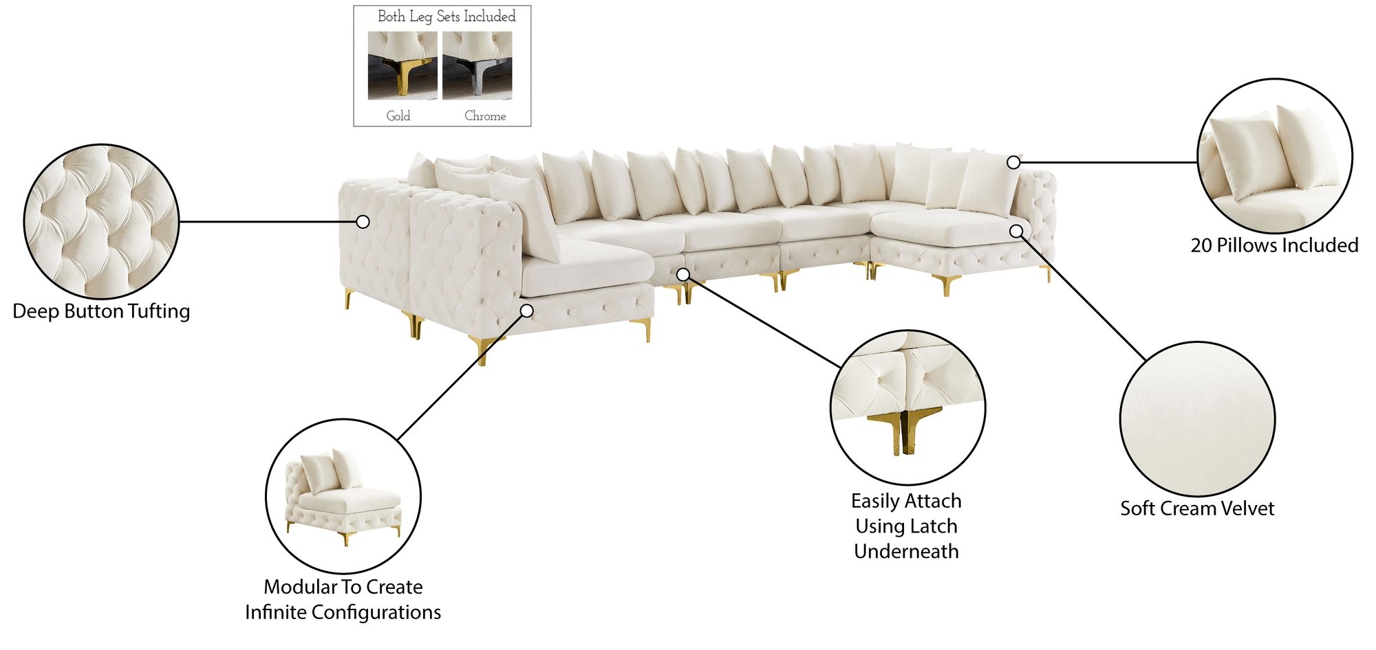 Tremblay 198" 8-Piece Velvet Modular Sectional