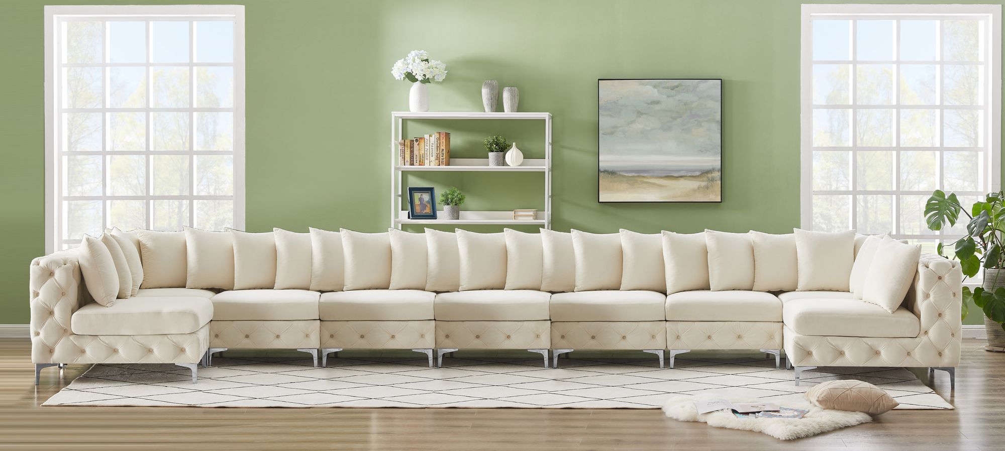 Tremblay 228" 9-Piece Velvet Modular Sectional