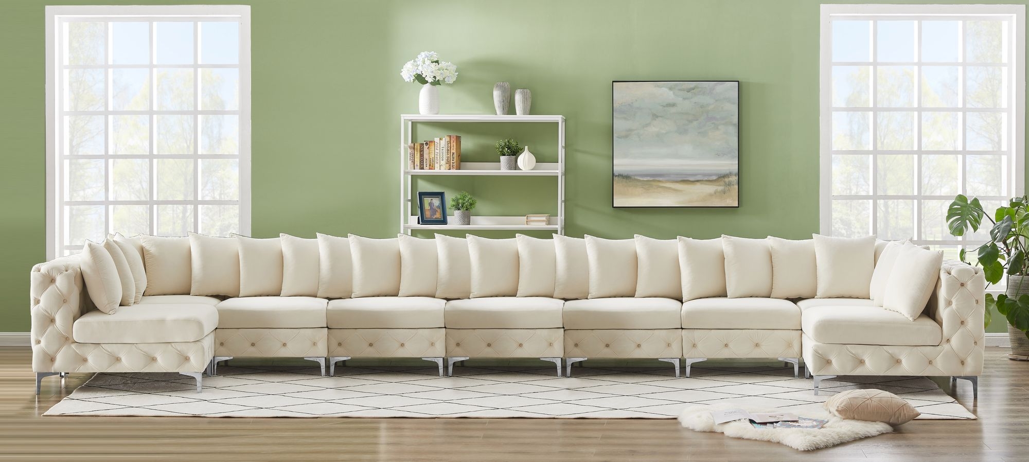 Tremblay 228" 9-Piece Velvet Modular Sectional