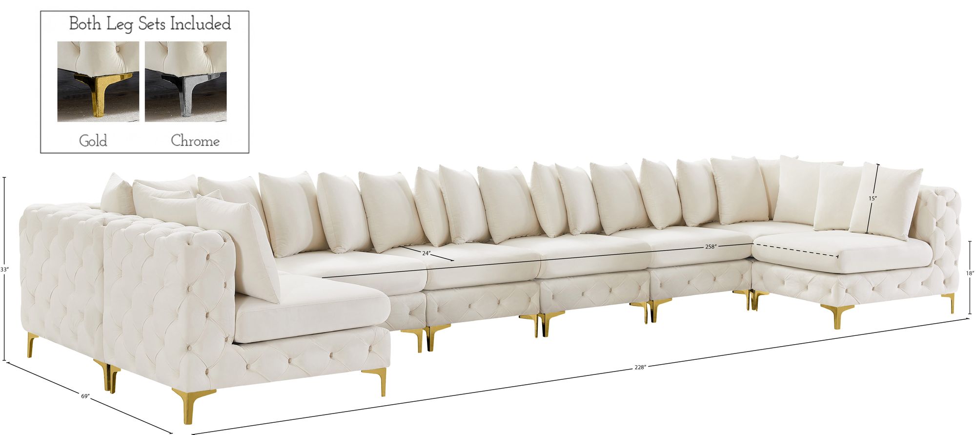 Tremblay 228" 9-Piece Velvet Modular Sectional