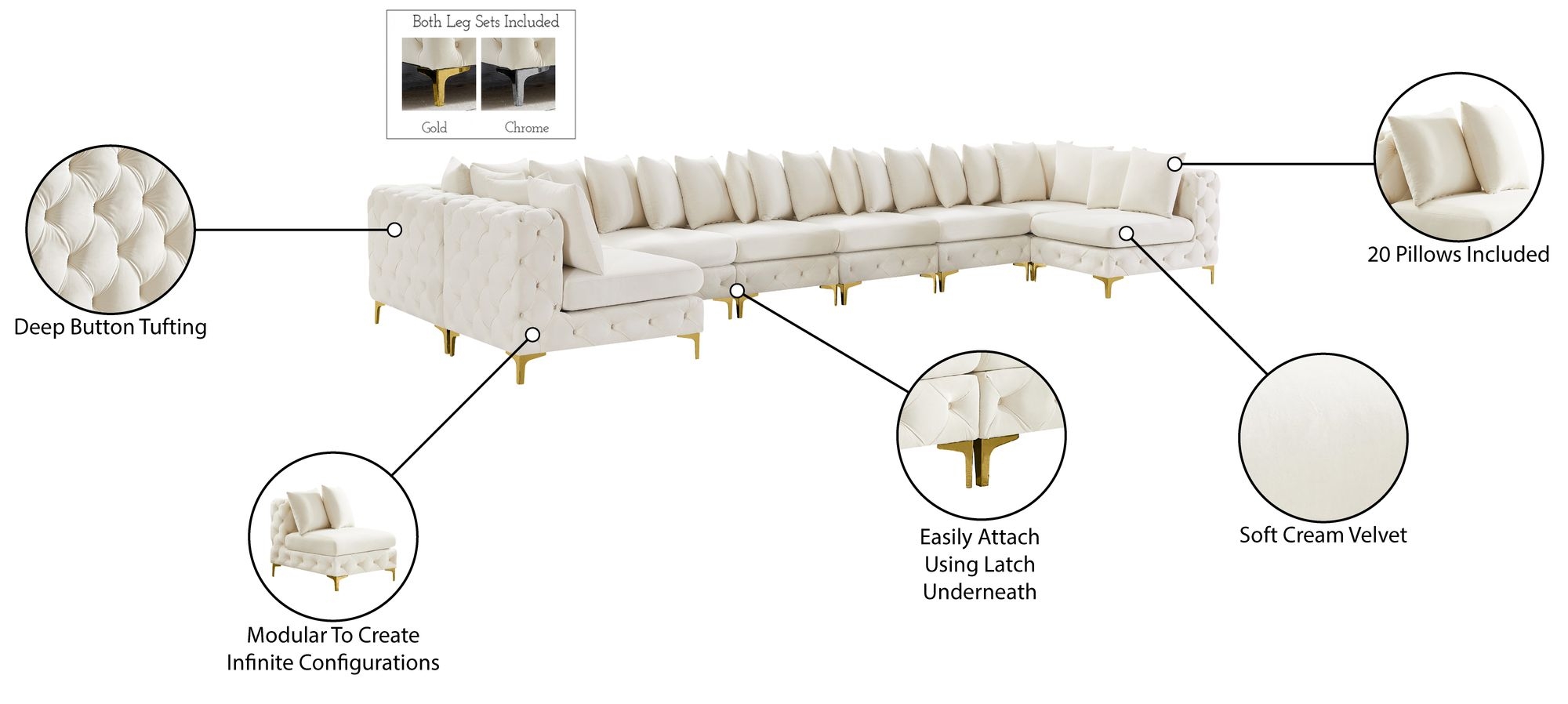 Tremblay 228" 9-Piece Velvet Modular Sectional