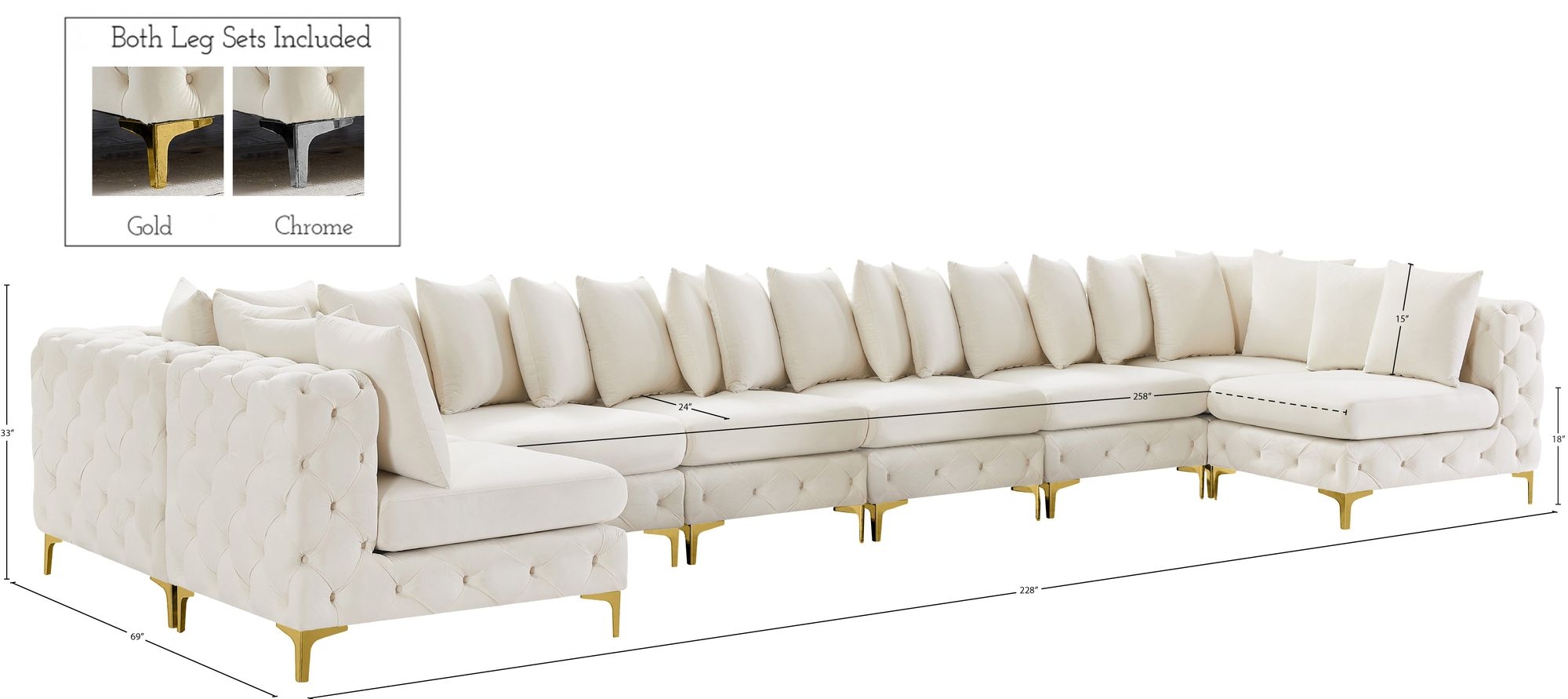 Tremblay 228" 9-Piece Velvet Modular Sectional