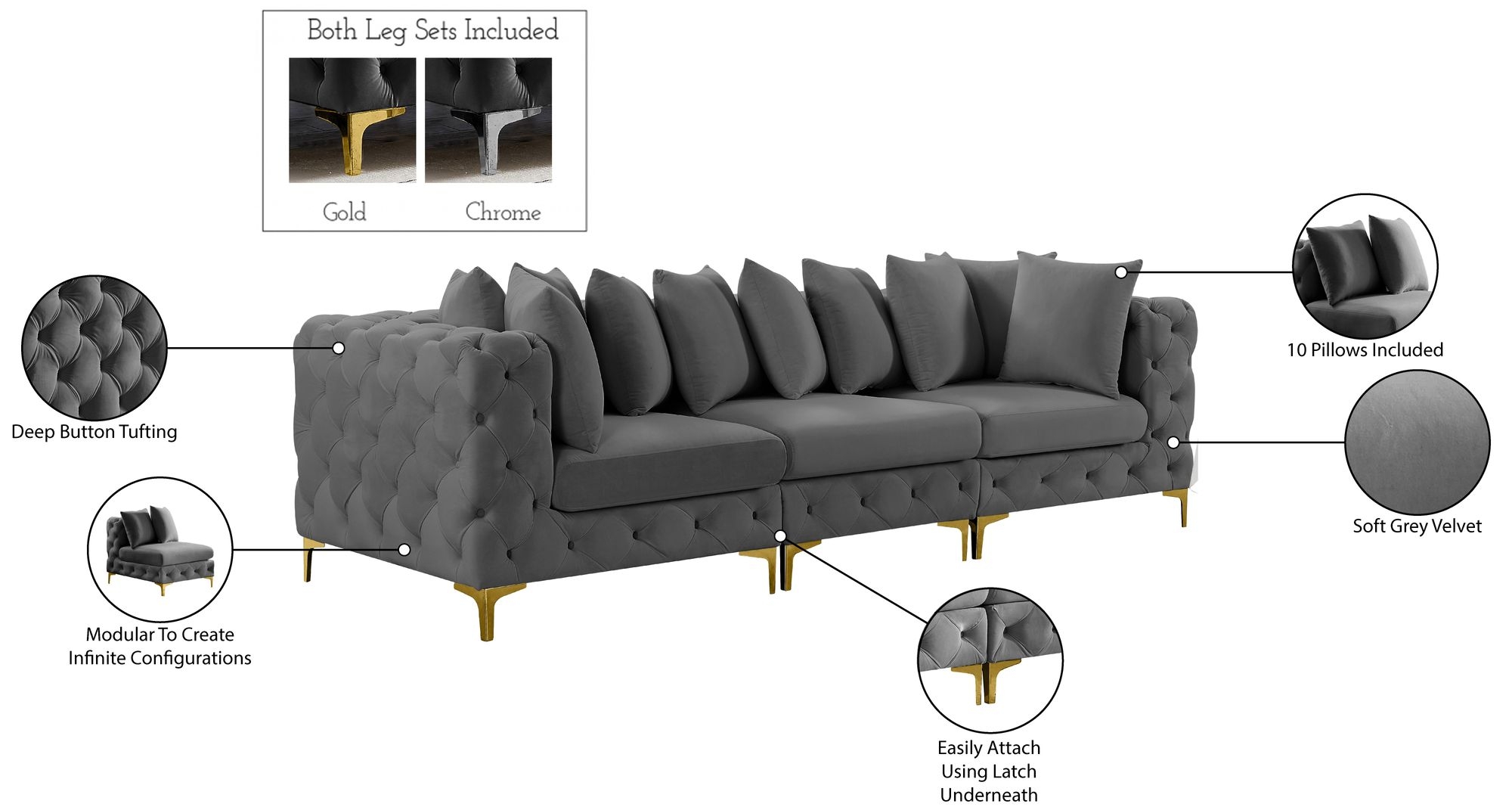 Tremblay 108" Velvet Modular Sofa