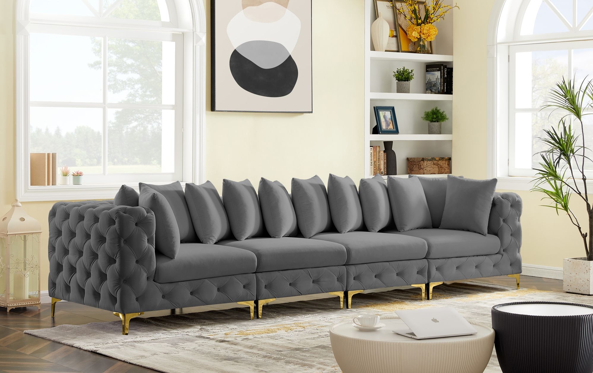 Tremblay 138" Velvet Modular Sofa