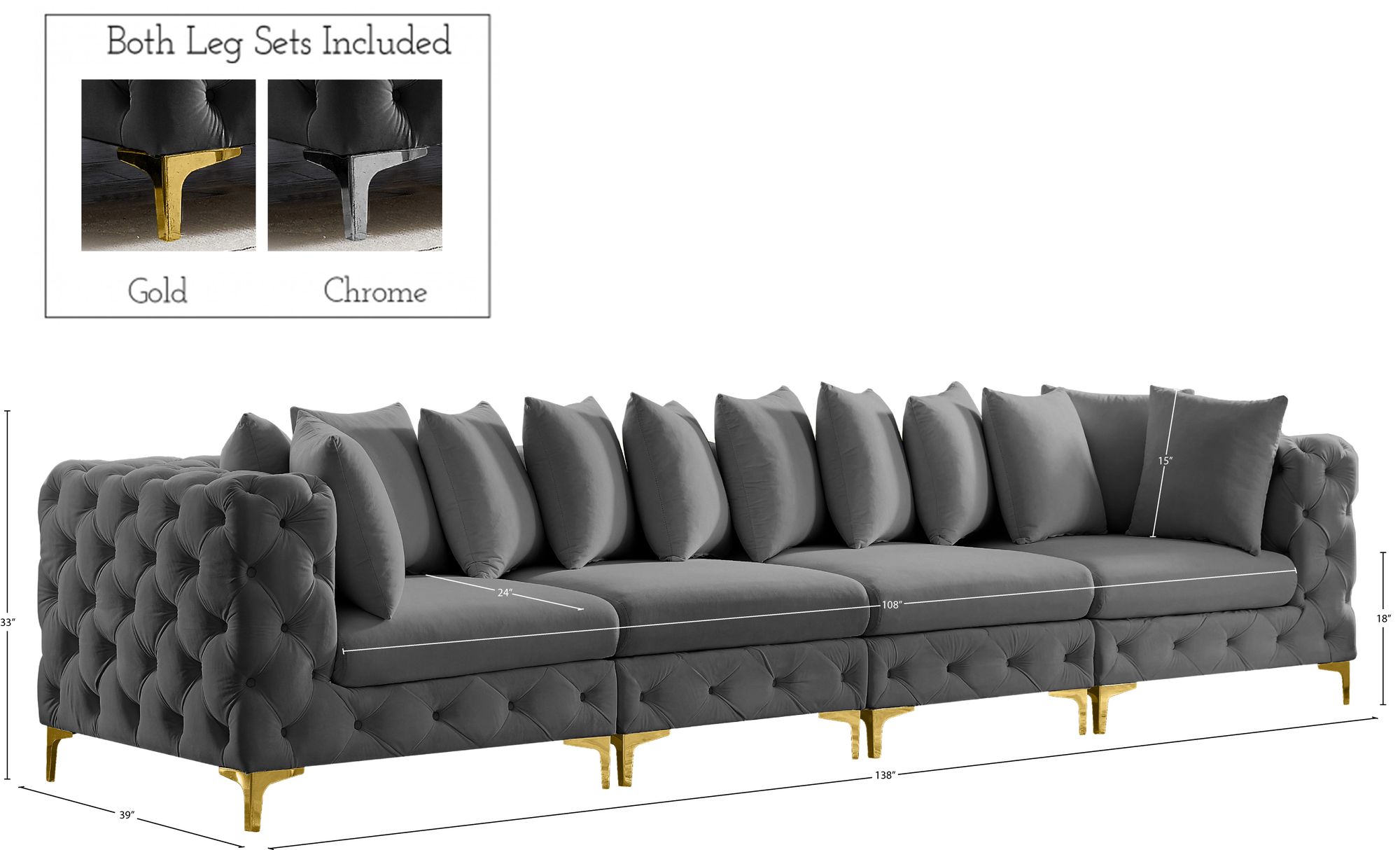 Tremblay 138" Velvet Modular Sofa