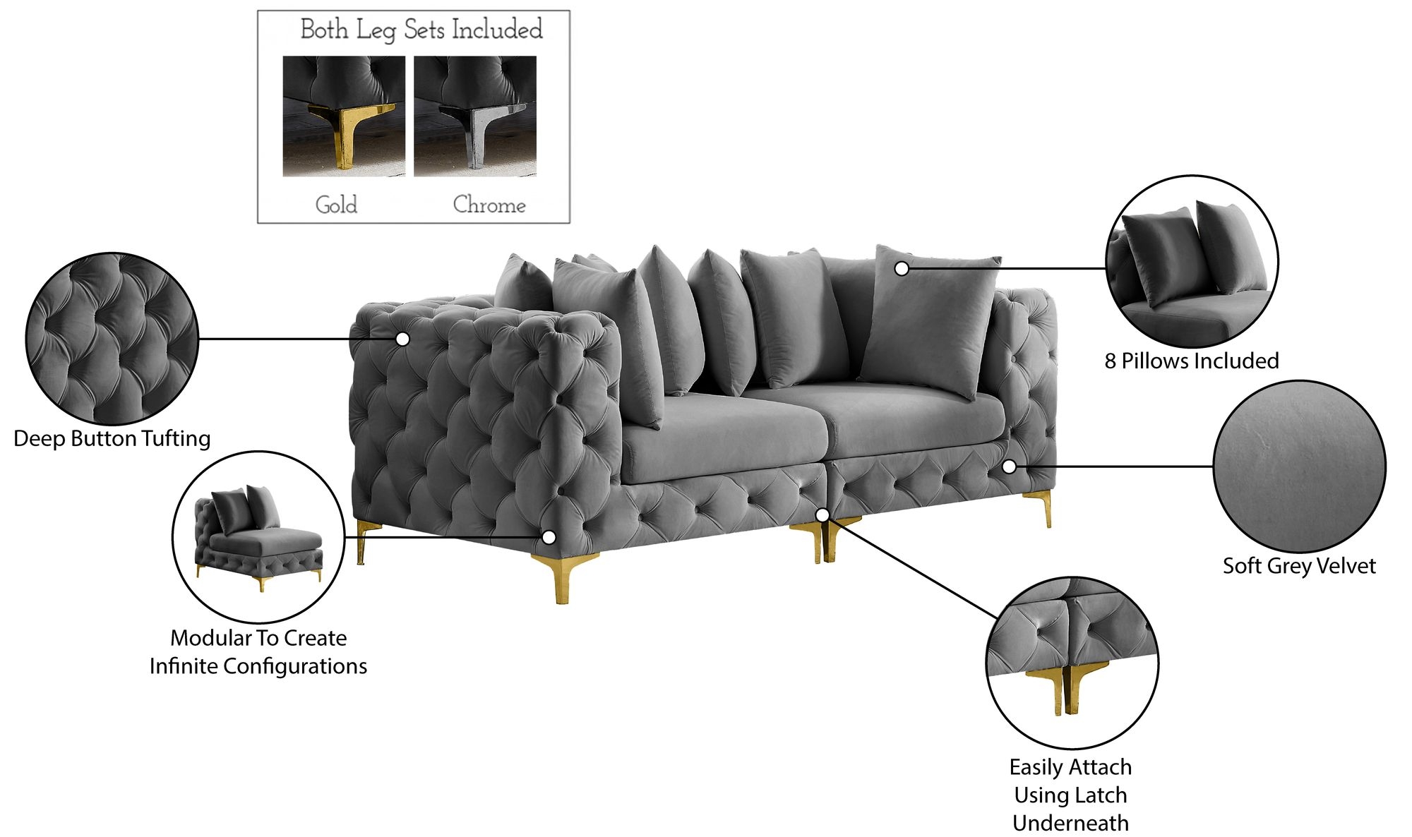 Tremblay 78" Velvet Modular Sofa
