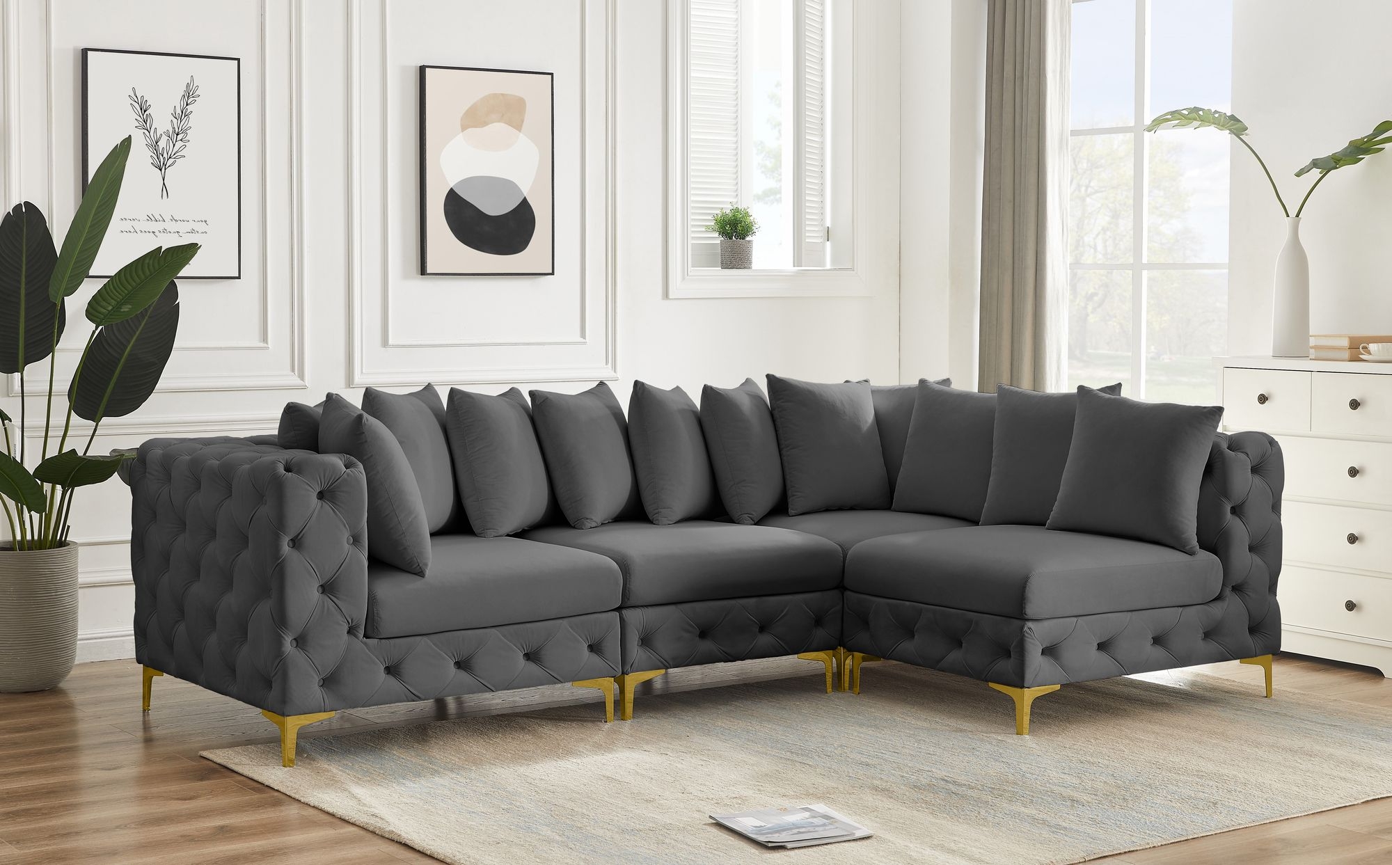Tremblay 108" 4-Piece Velvet Modular Sectional