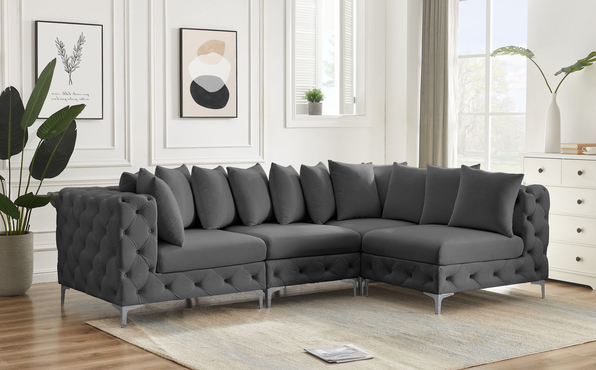 Tremblay 108" 4-Piece Velvet Modular Sectional