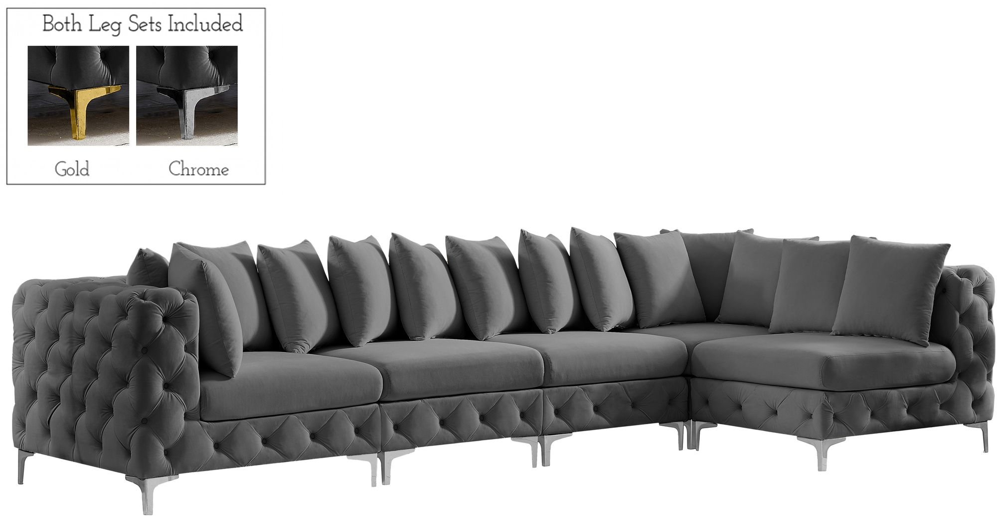 Tremblay 138" 5-Piece Velvet Modular Sectional