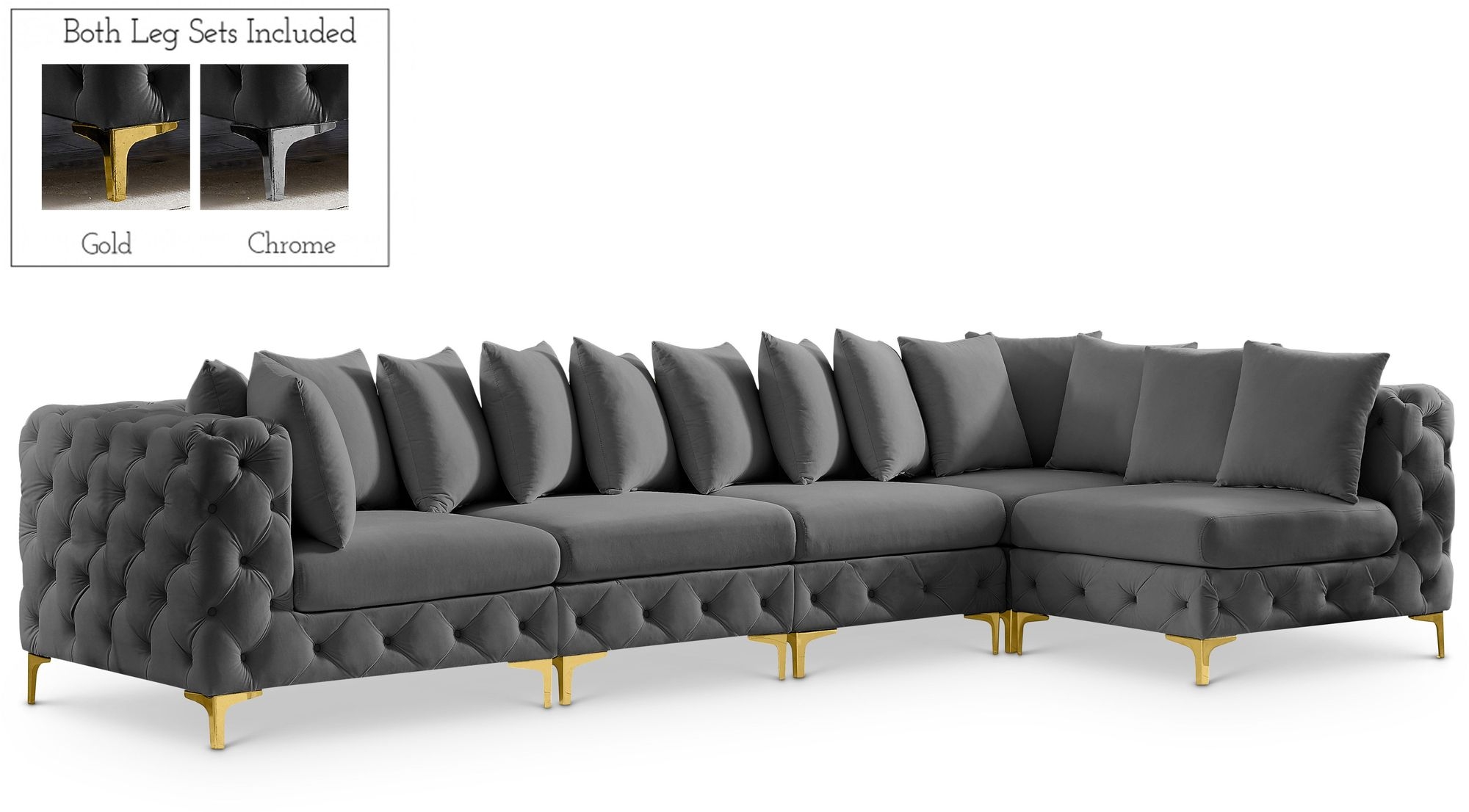 Tremblay 138" 5-Piece Velvet Modular Sectional