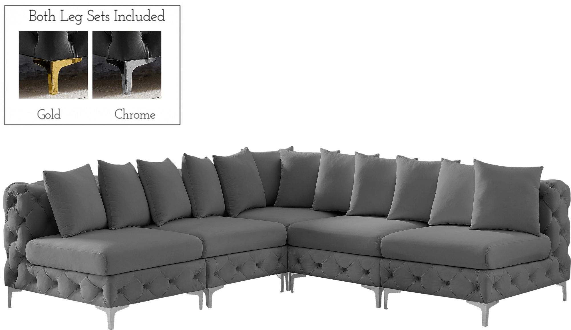 Tremblay 99" 5-Piece Velvet Modular Sectional
