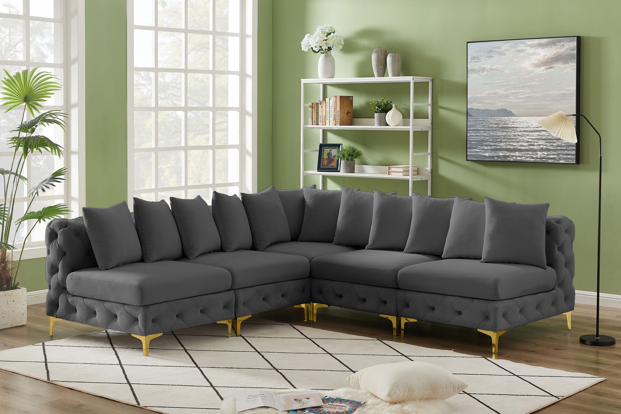 Tremblay 99" 5-Piece Velvet Modular Sectional