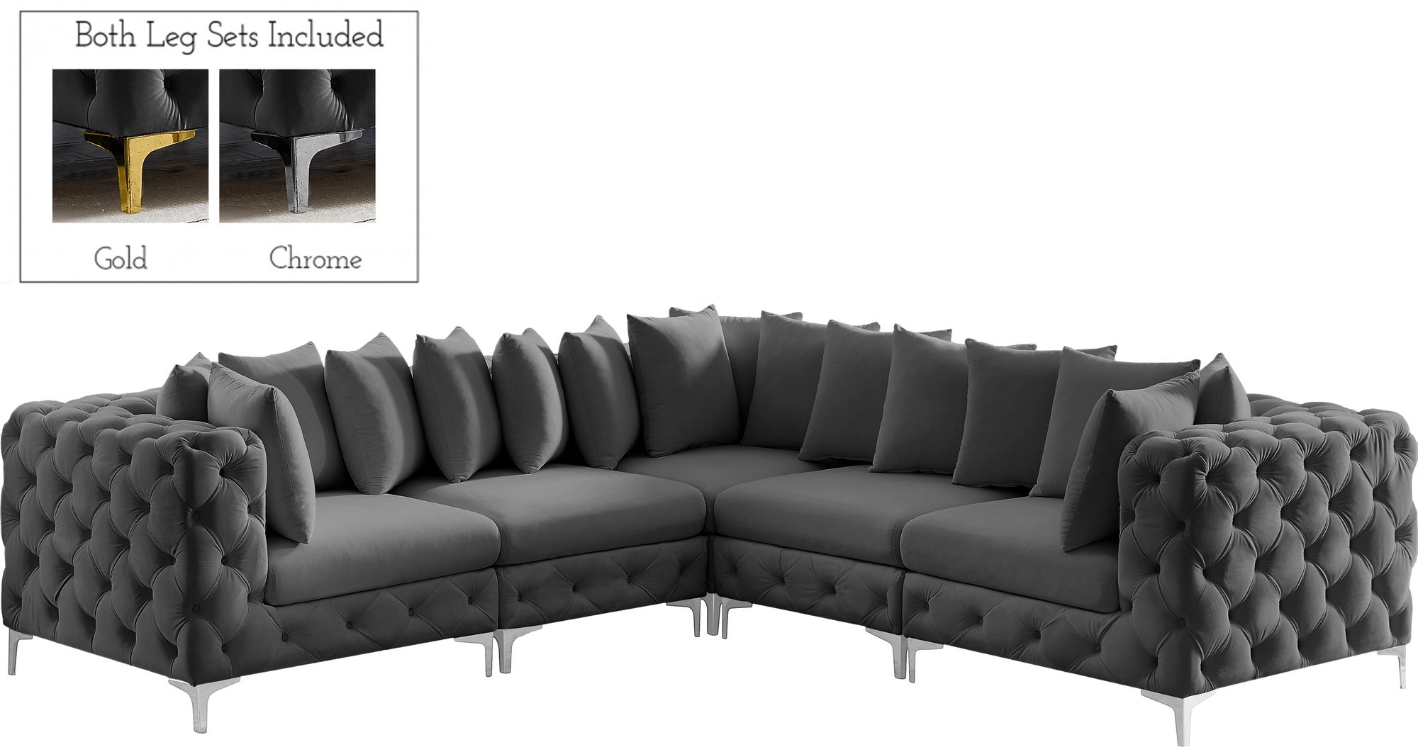 Tremblay 108" 5-Piece Velvet Modular Corner Sectional