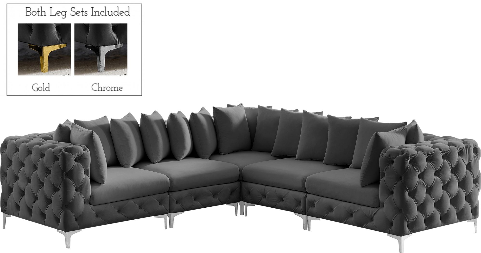 Tremblay 108" 5-Piece Velvet Modular Corner Sectional