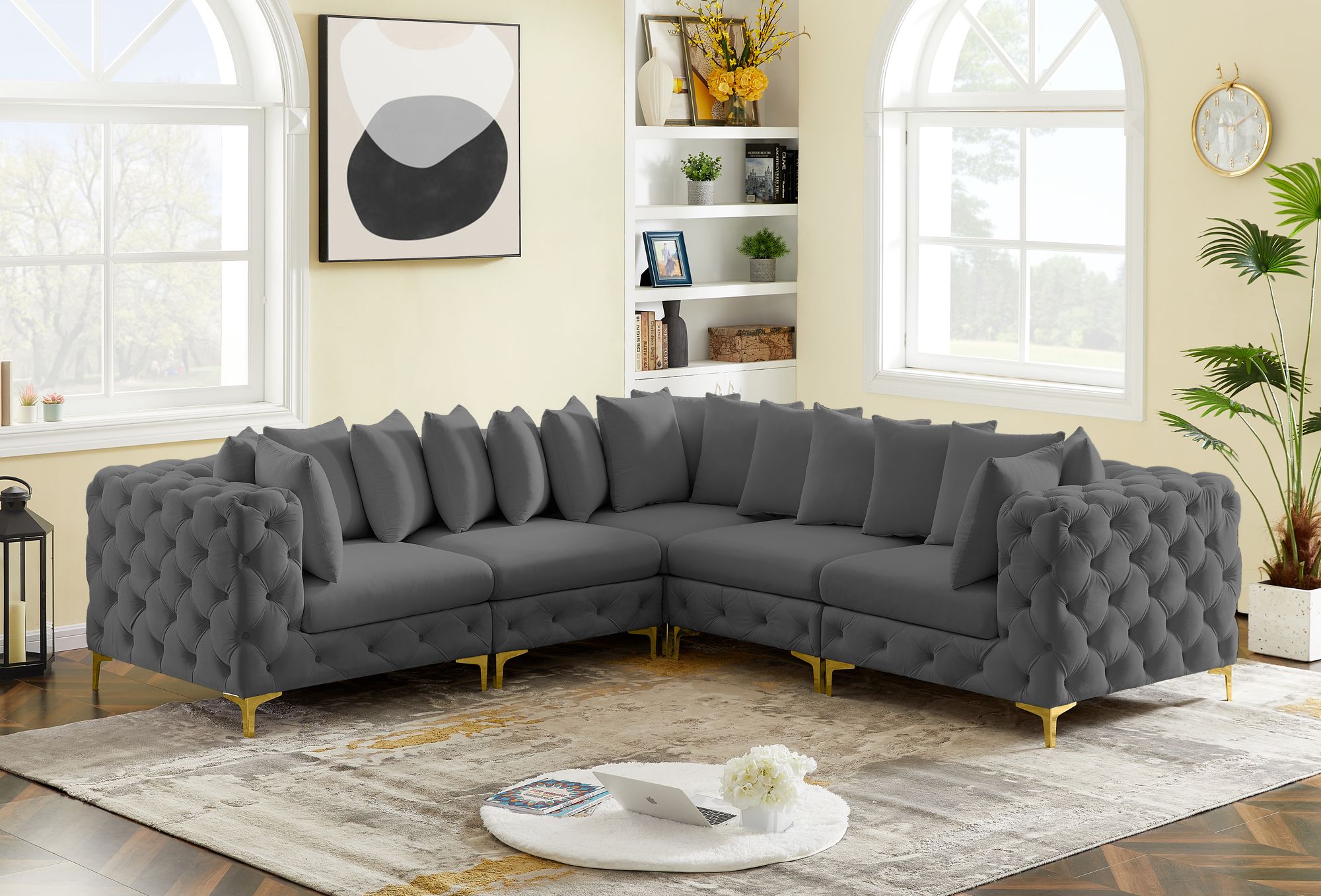Tremblay 108" 5-Piece Velvet Modular Corner Sectional