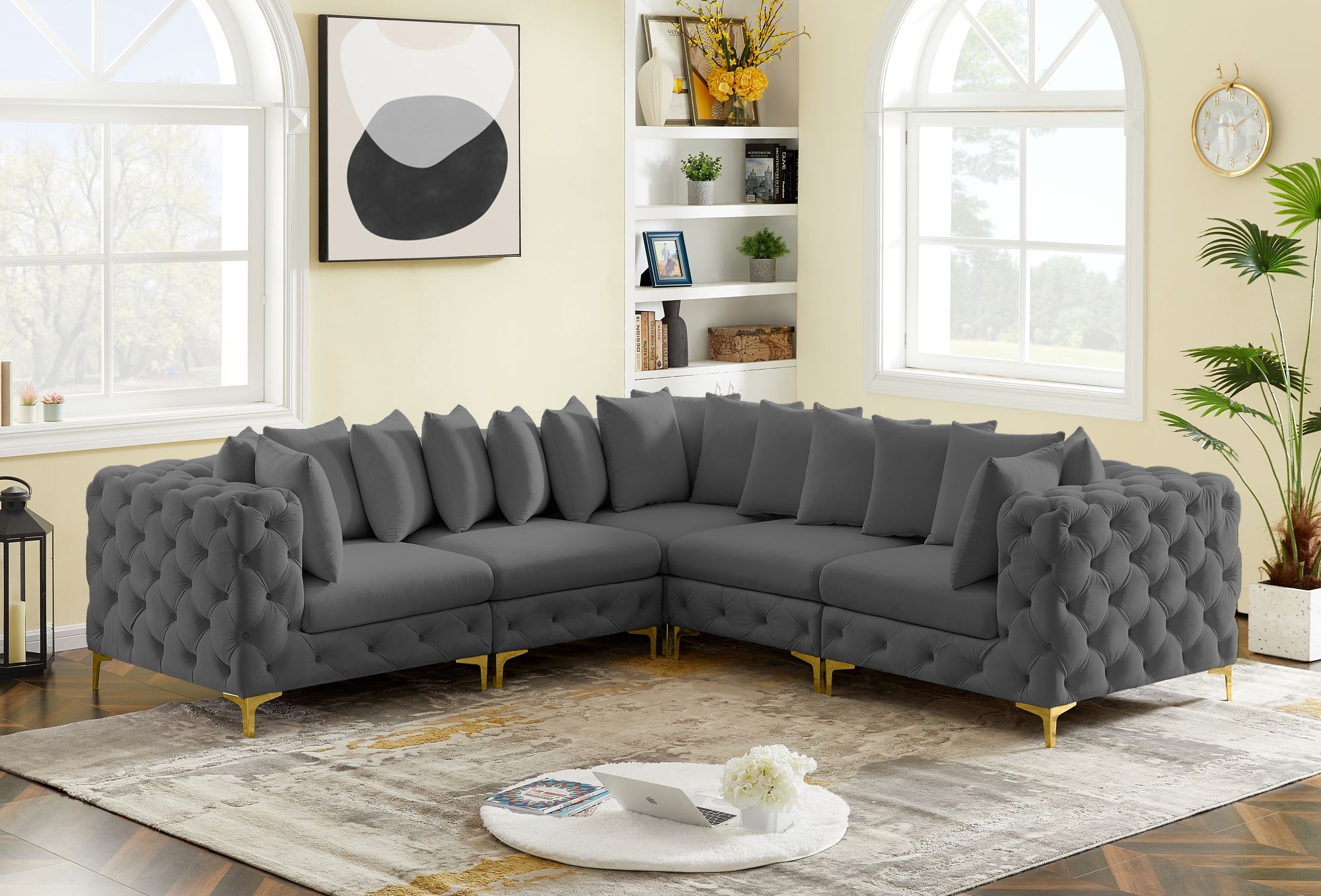 Tremblay 108" 5-Piece Velvet Modular Corner Sectional