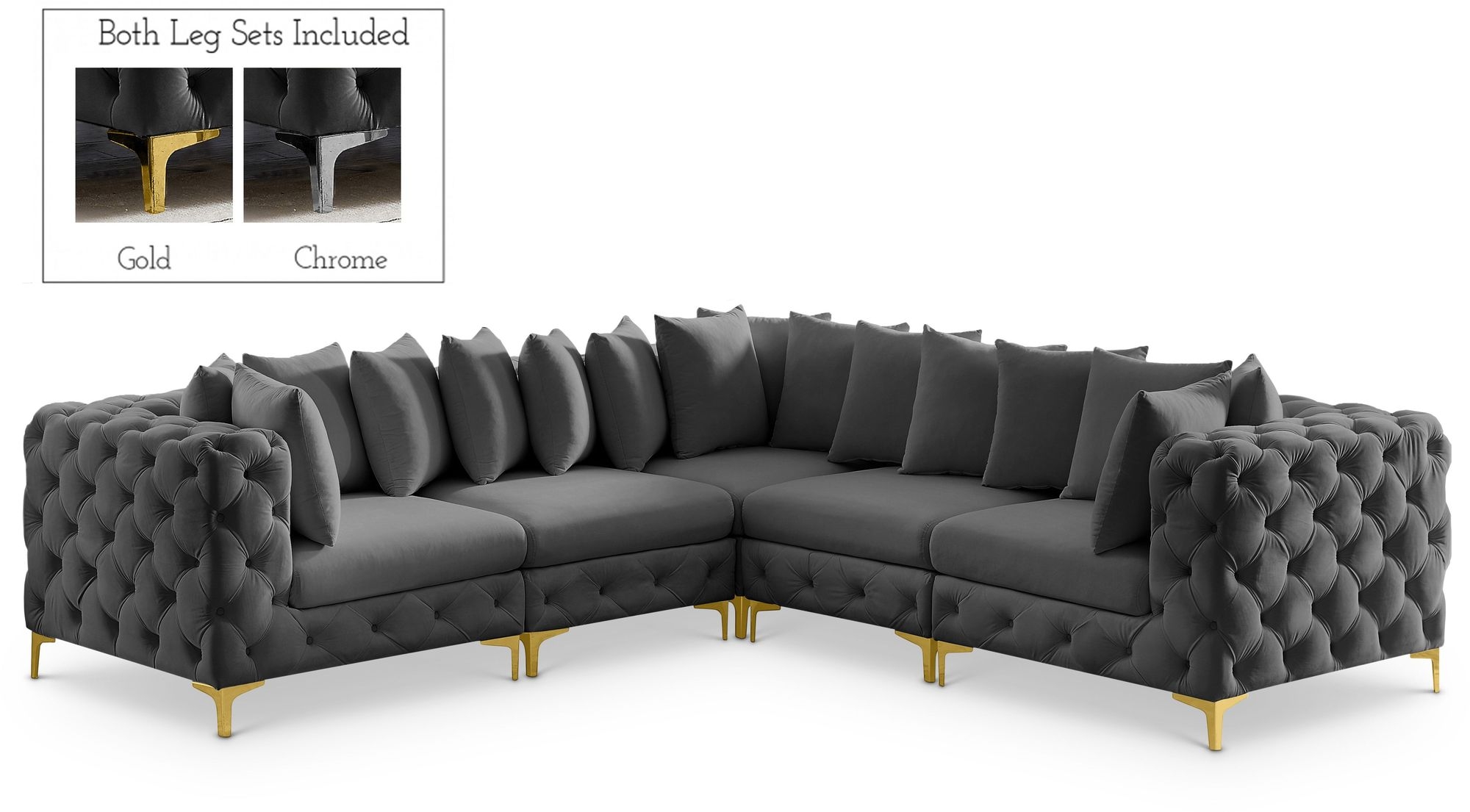 Tremblay 108" 5-Piece Velvet Modular Corner Sectional