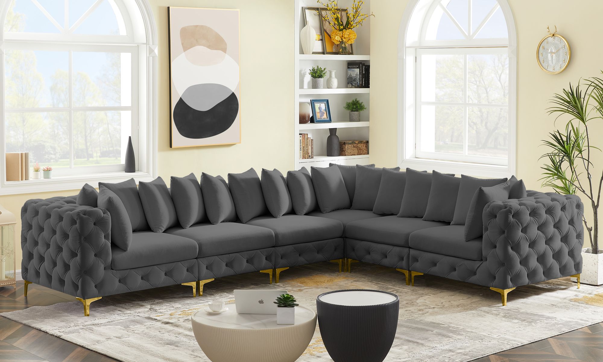 Tremblay 138" 6-Piece Velvet Modular Sectional