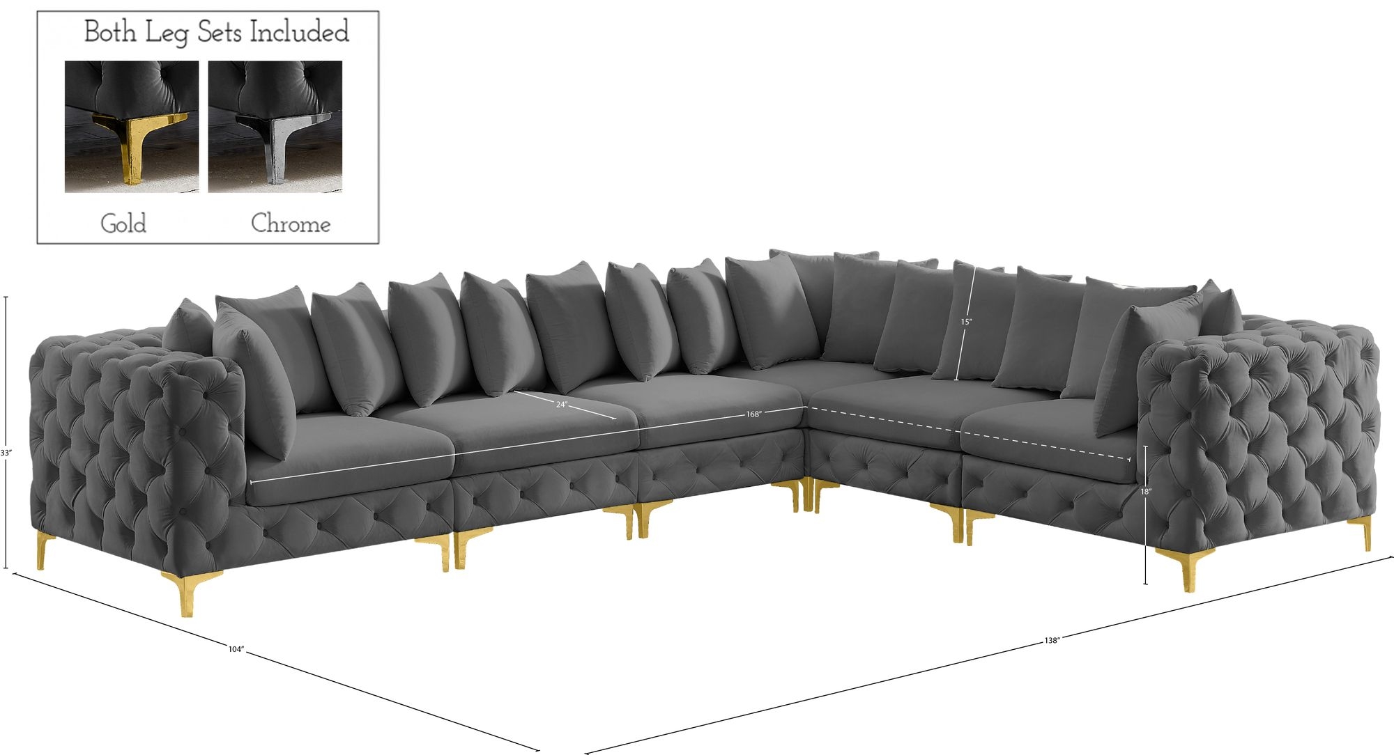 Tremblay 138" 6-Piece Velvet Modular Sectional