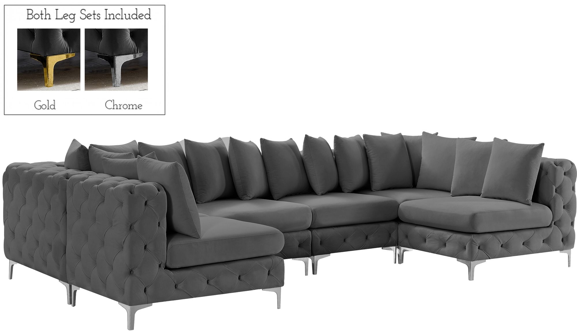 Tremblay 138" 6-Piece Velvet Modular U-Shape Sectional
