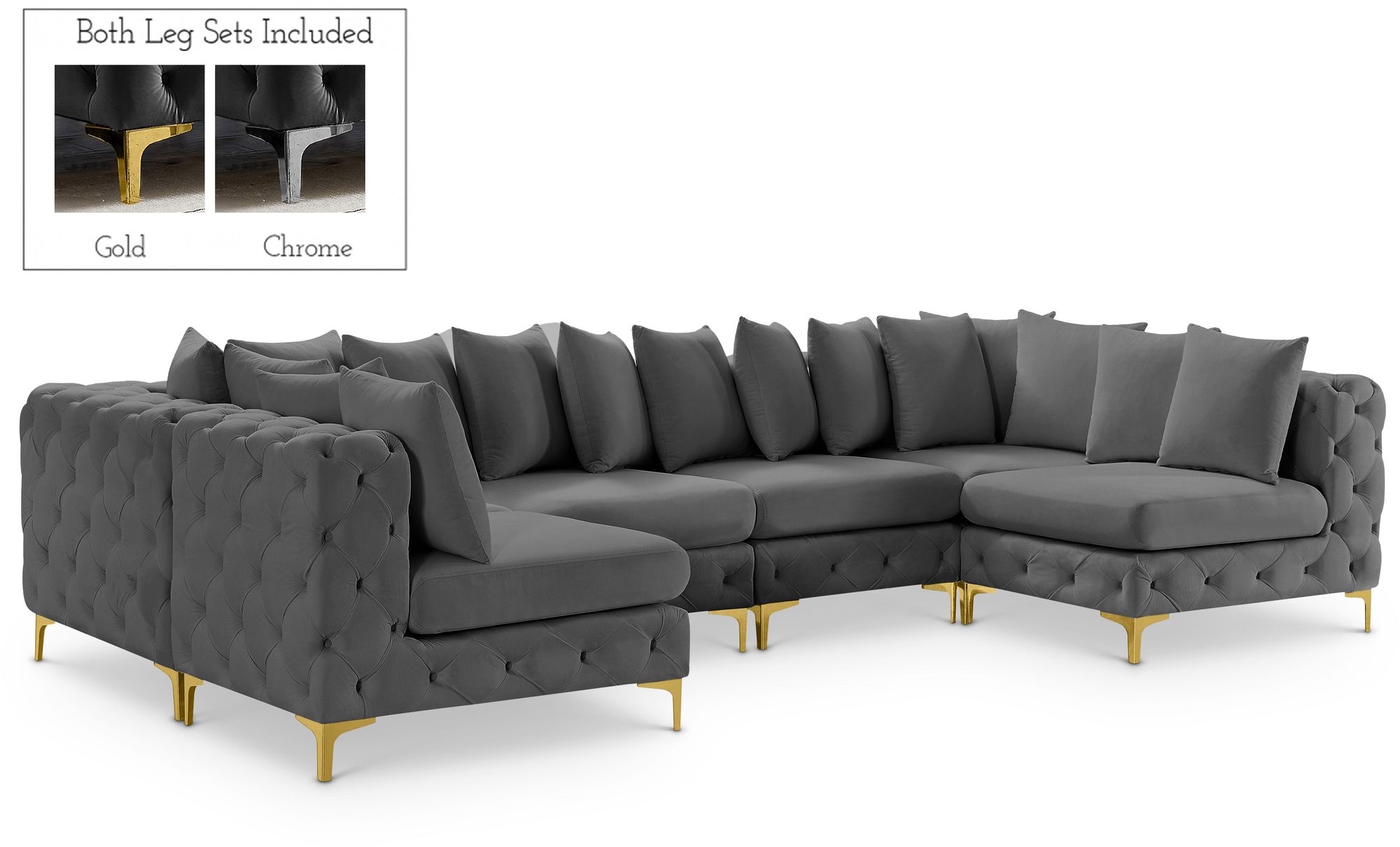 Tremblay 138" 6-Piece Velvet Modular U-Shape Sectional