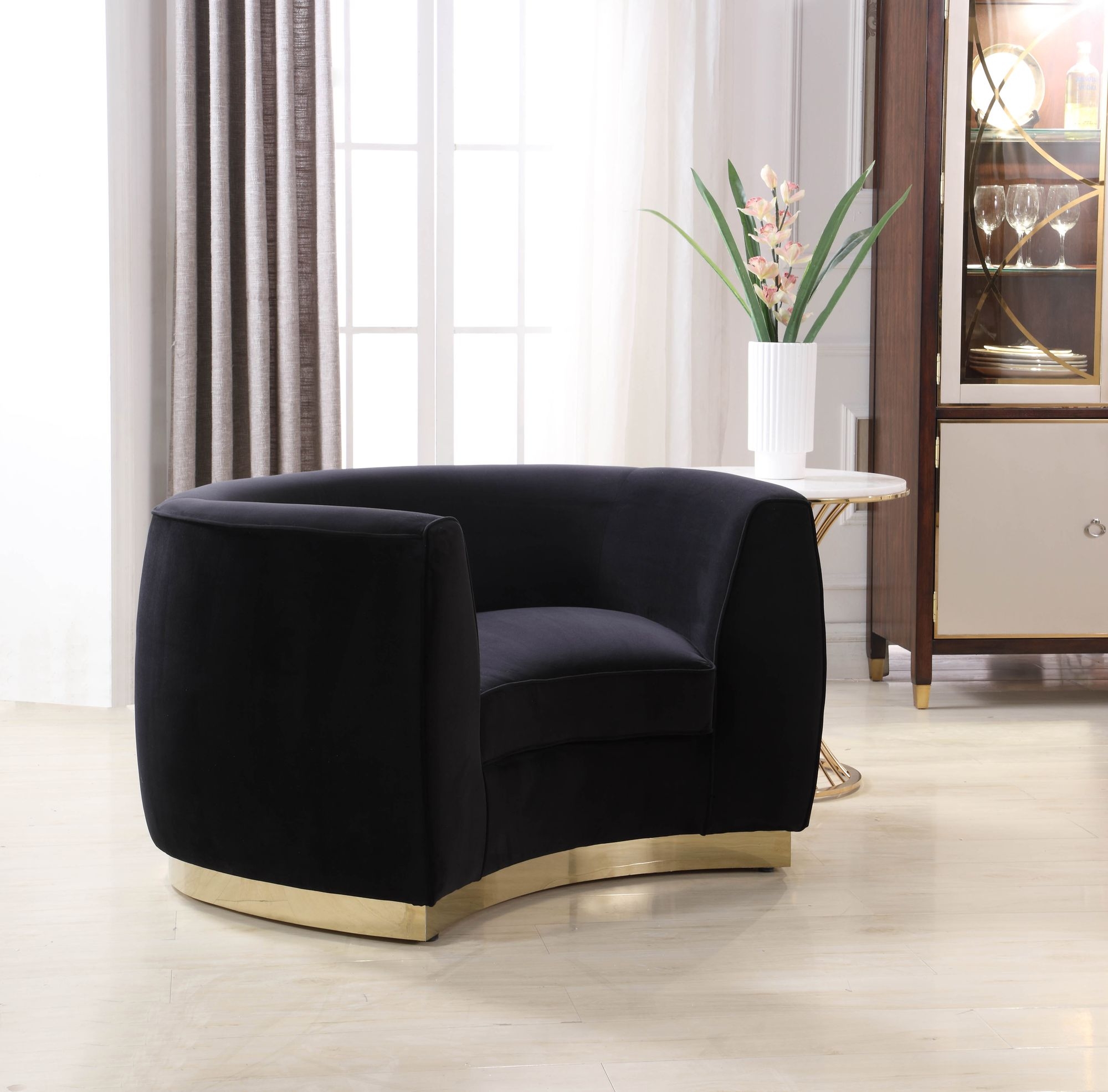 Julian Velvet Chair with Stainless Steel Base