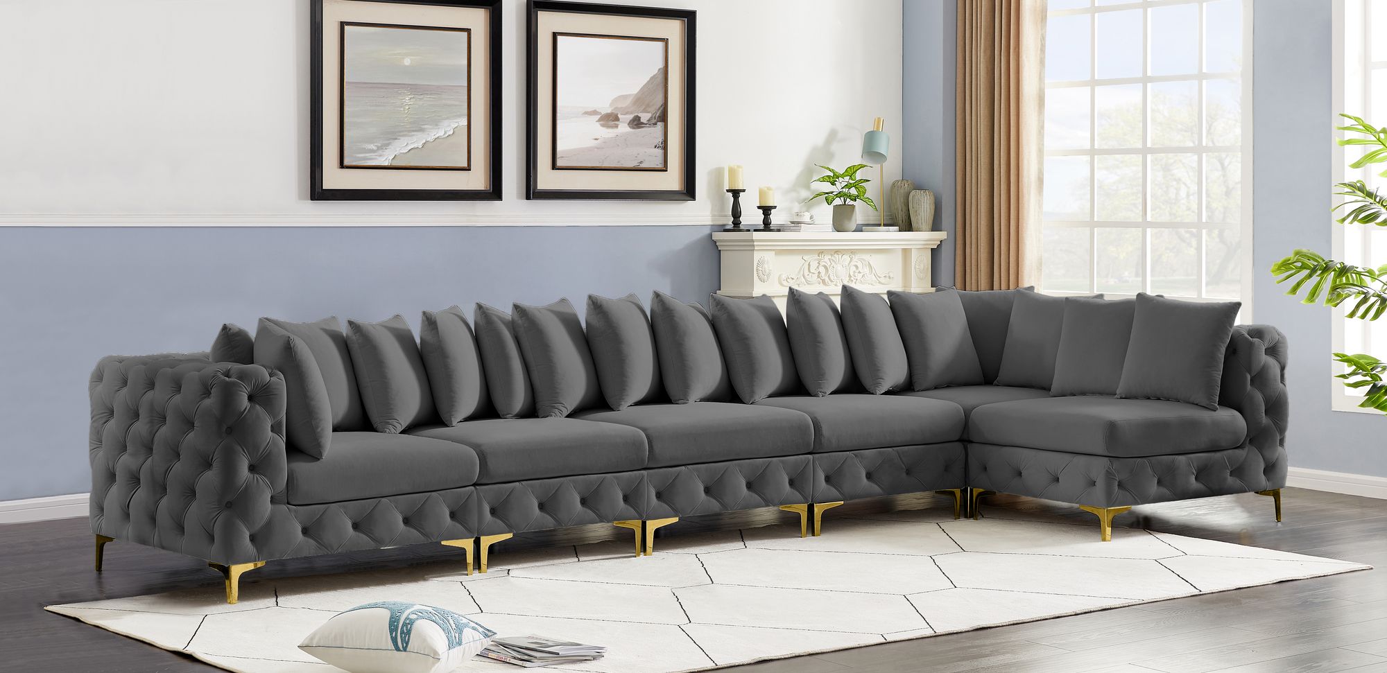 Tremblay 168" 6-Piece Velvet Modular Sectional