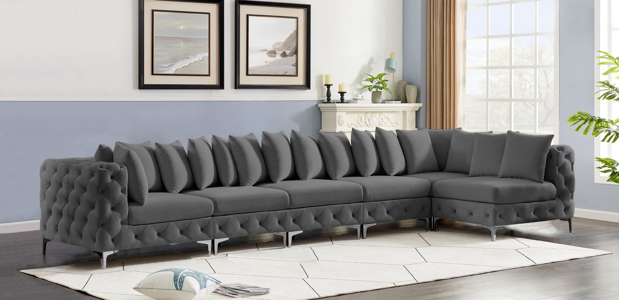 Tremblay 168" 6-Piece Velvet Modular Sectional
