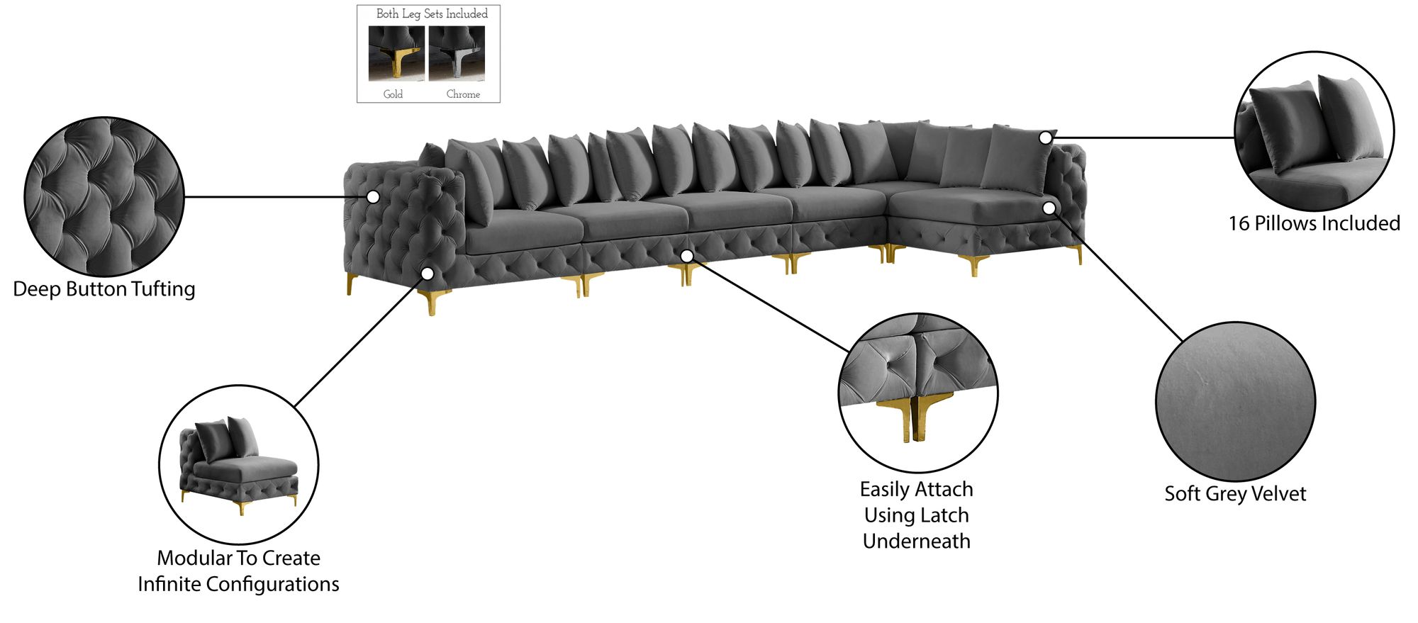 Tremblay 168" 6-Piece Velvet Modular Sectional
