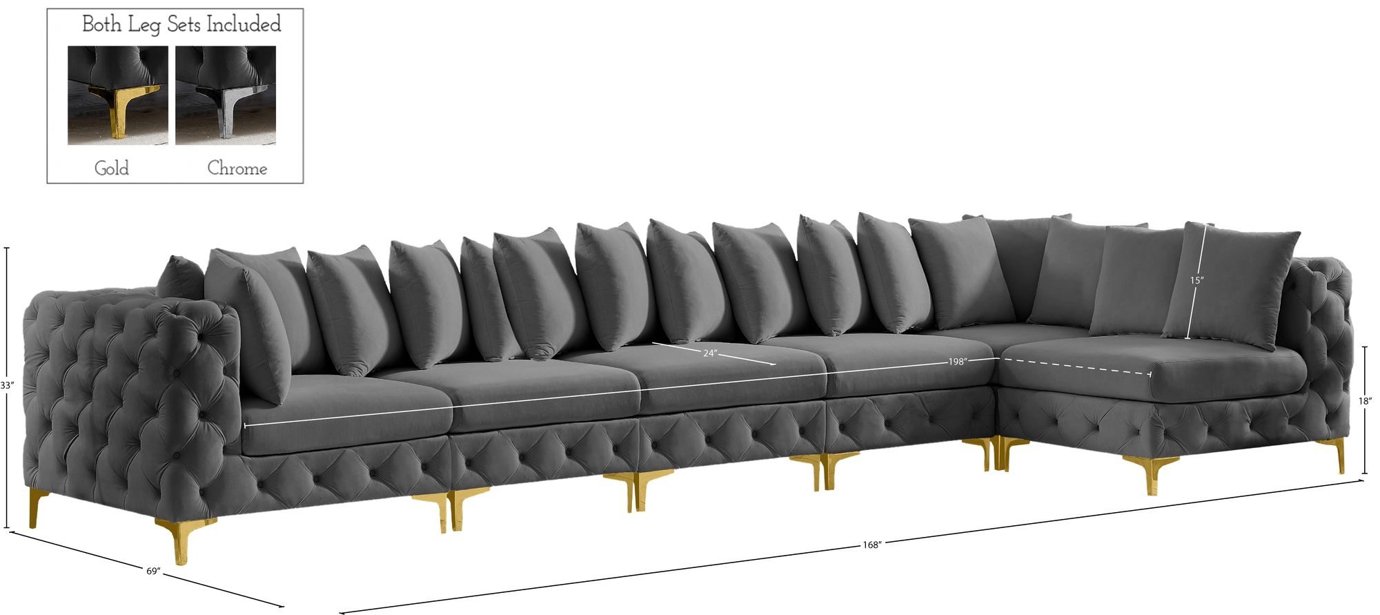Tremblay 168" 6-Piece Velvet Modular Sectional