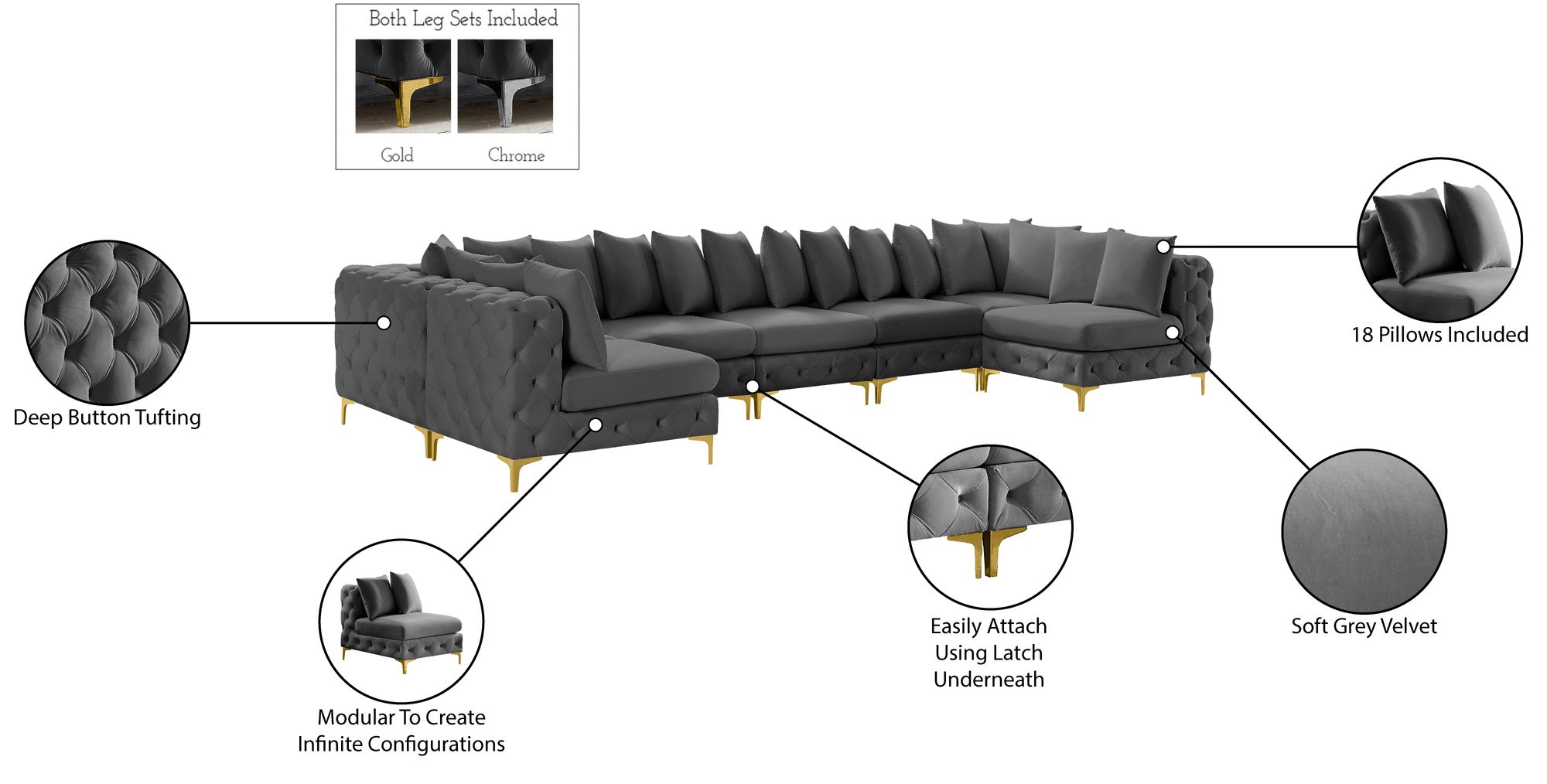 Tremblay 168" 7-Piece Velvet Modular Sectional