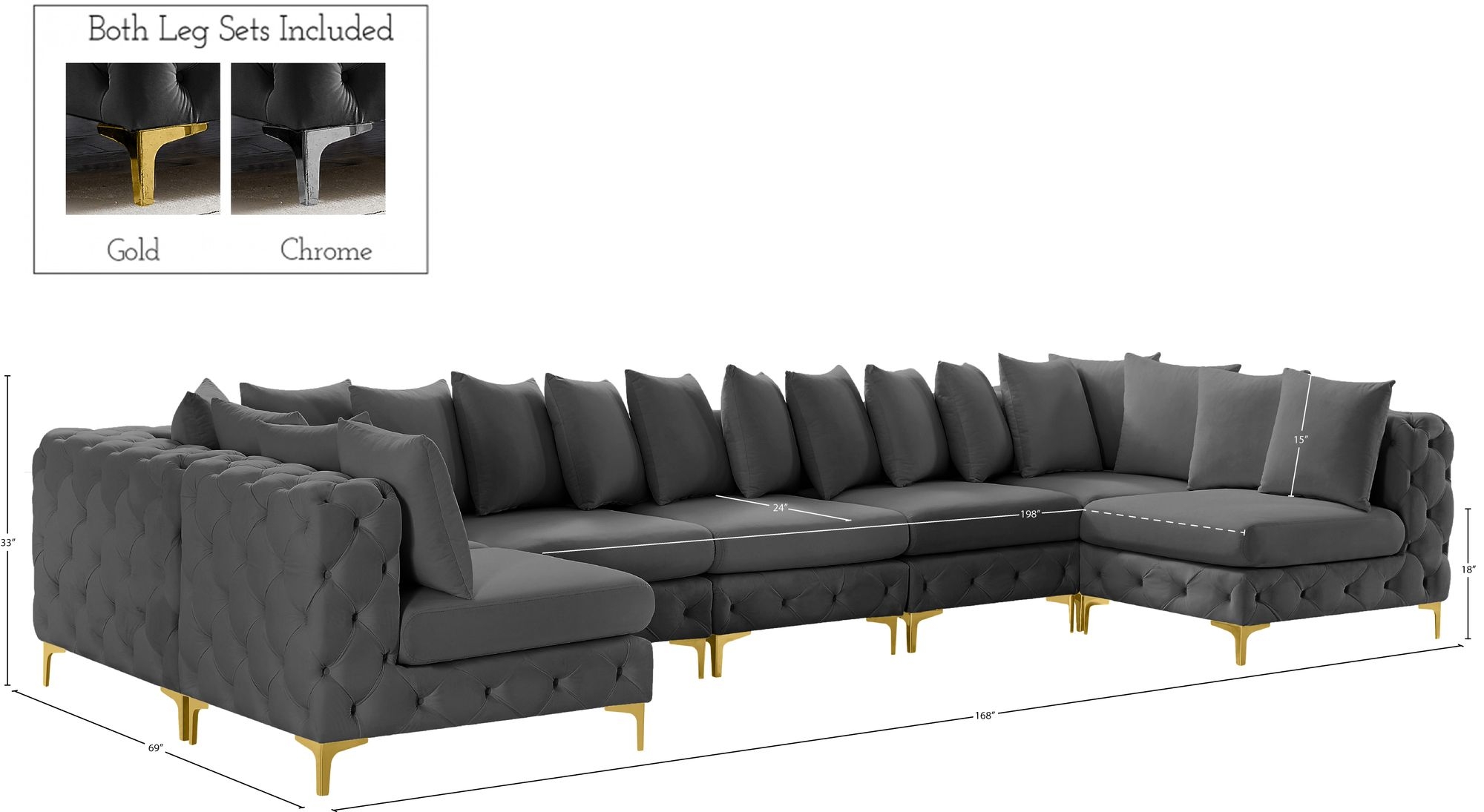 Tremblay 168" 7-Piece Velvet Modular Sectional