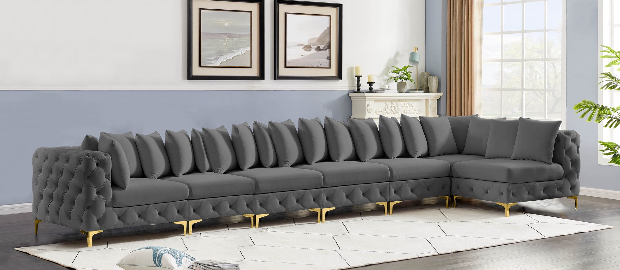 Tremblay 198" 7-Piece Velvet Modular Sectional