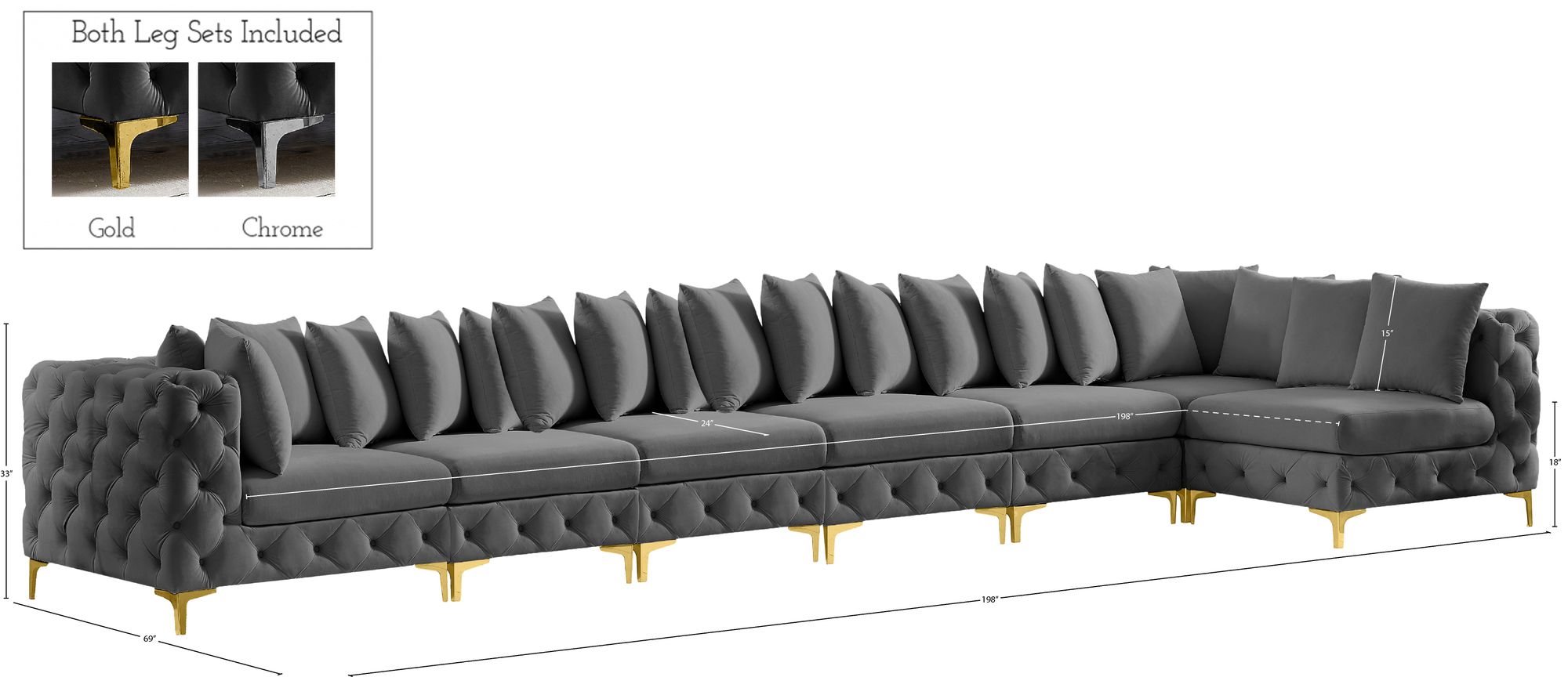 Tremblay 198" 7-Piece Velvet Modular Sectional