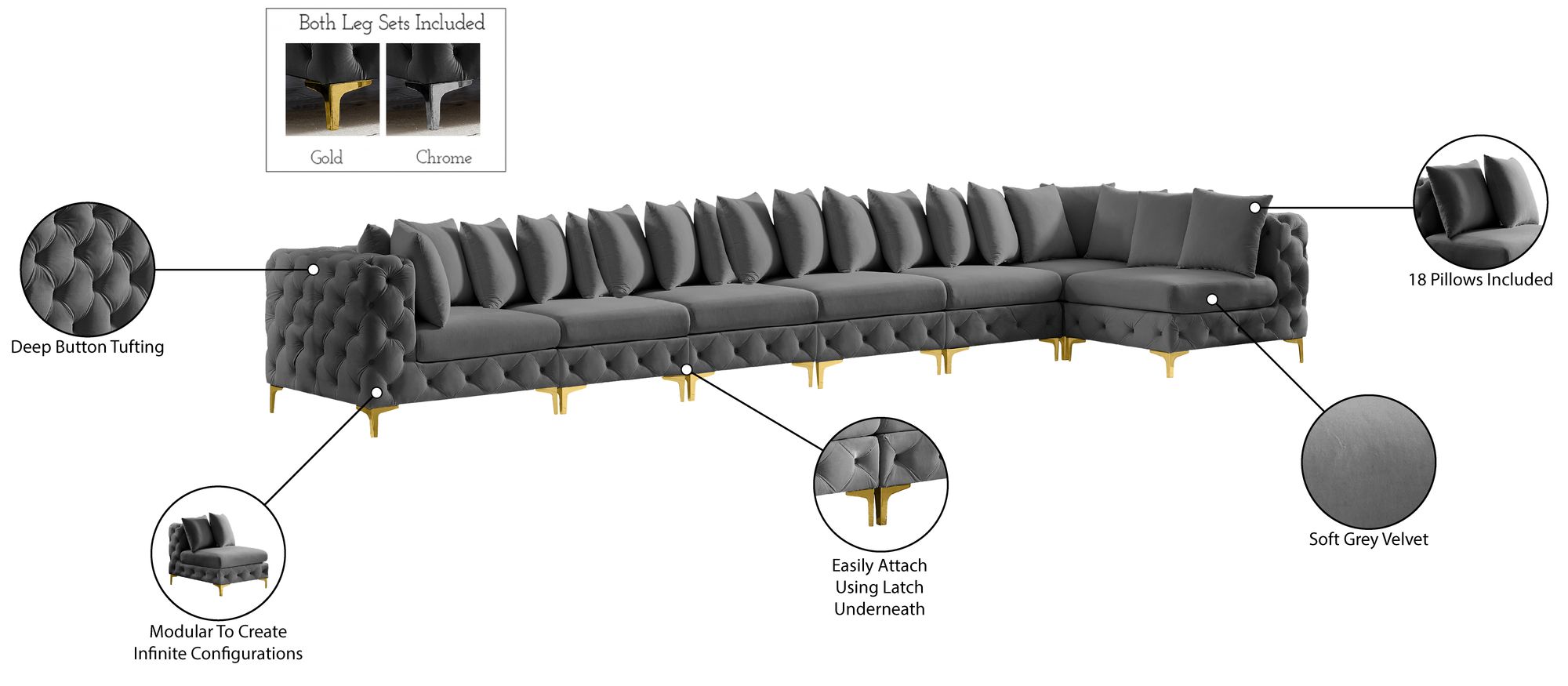 Tremblay 198" 7-Piece Velvet Modular Sectional