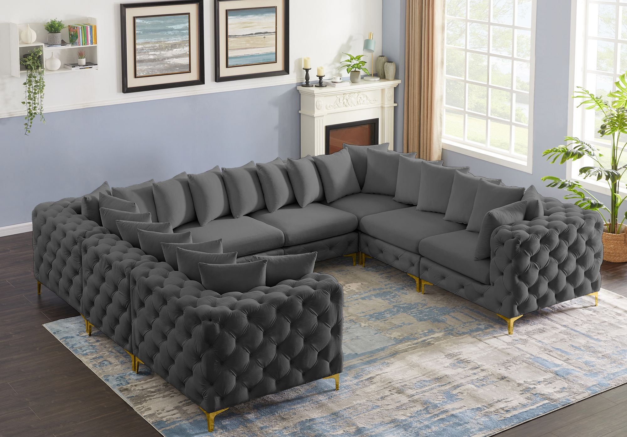 Tremblay 138" 8-Piece Velvet Modular Sectional